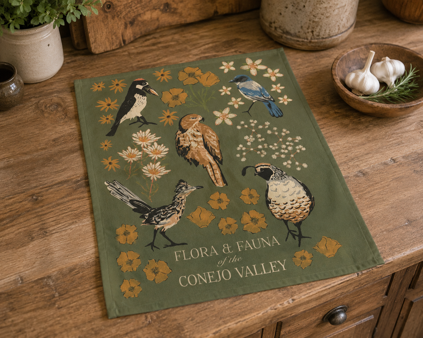 Flora & Fauna of the Conejo Valley Tea Towel