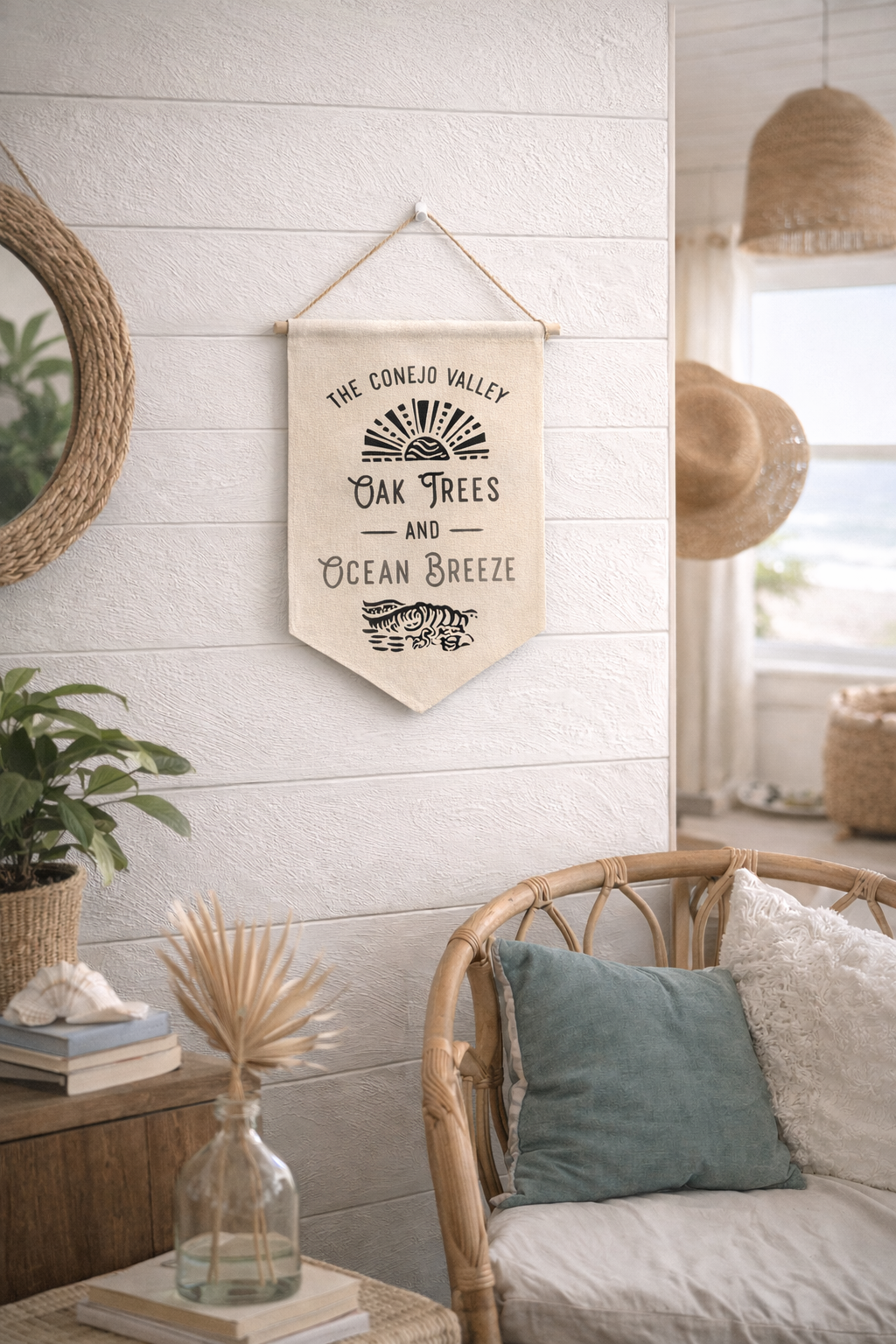 Canvas Flag Art - Oak Trees & Ocean Breeze