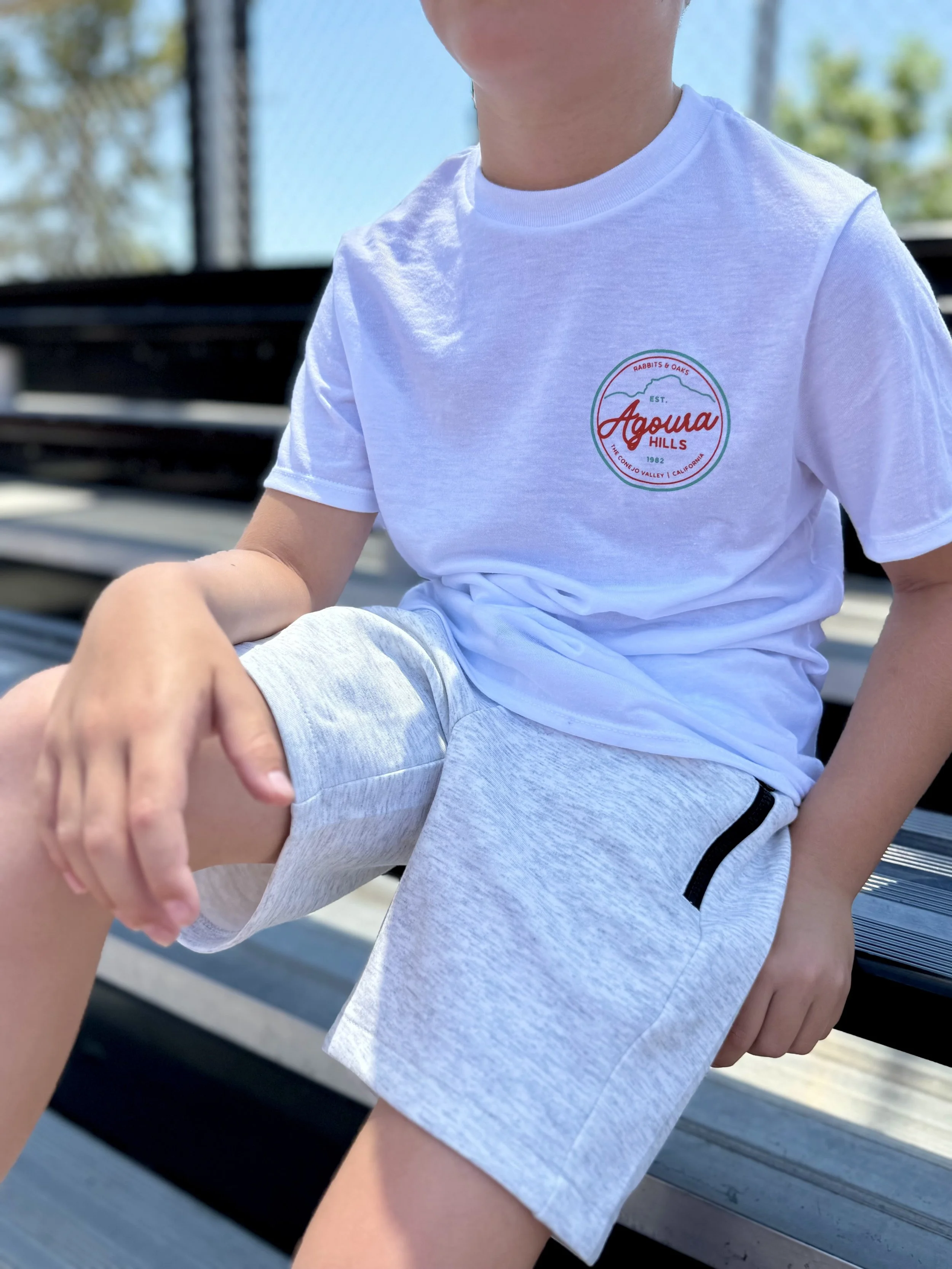 Youth Agoura Hills Ladyface Logo Tee in Sherbet Orange and Teal