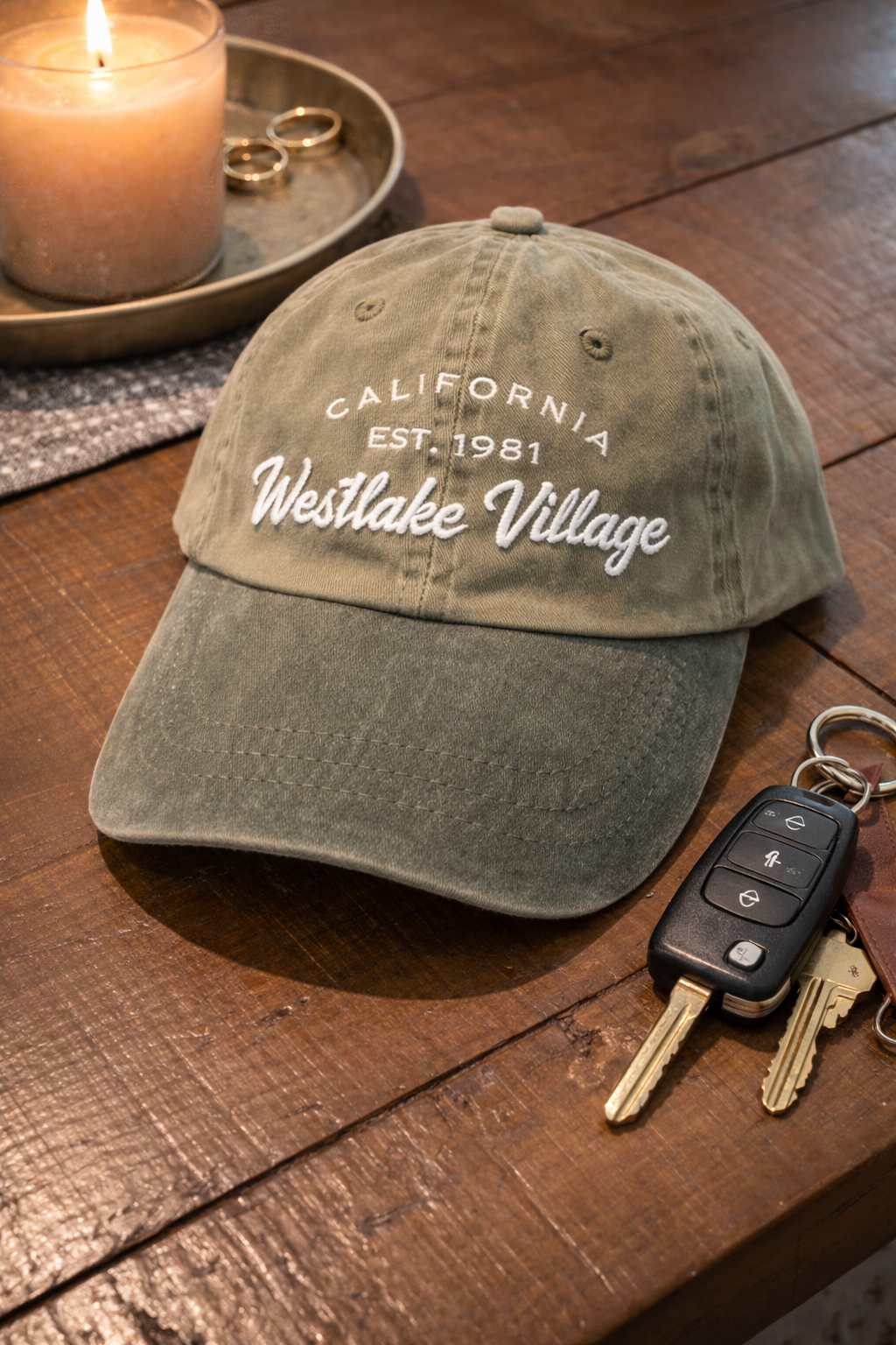 Westlake Village Dad Hat in Washed Khaki & Spruce