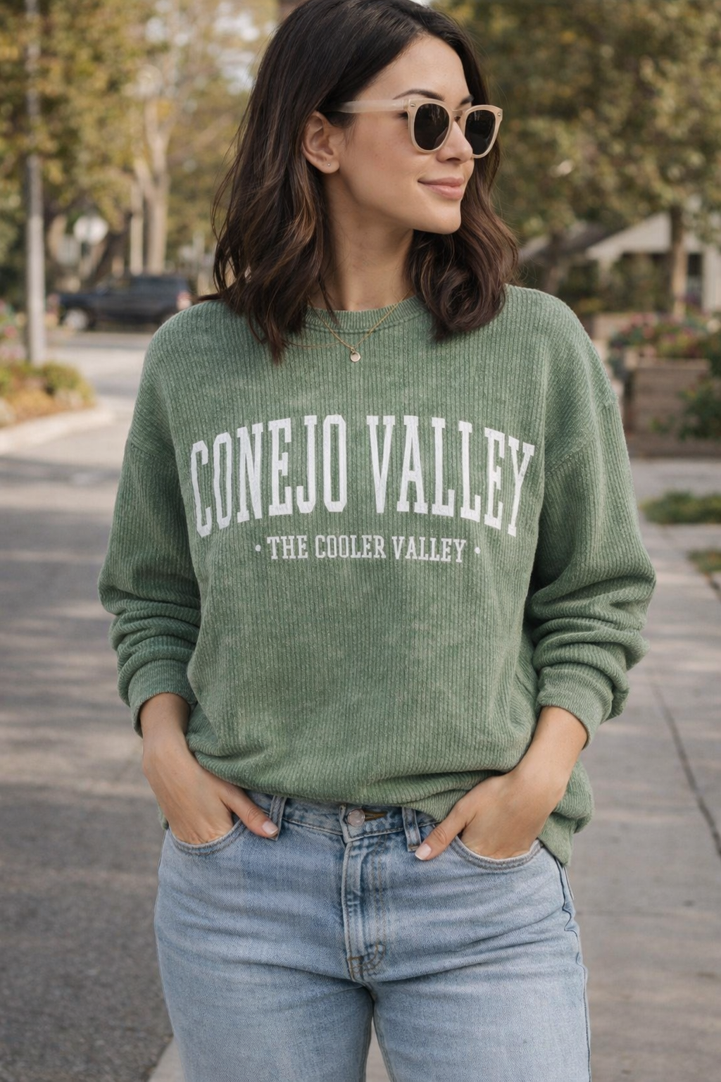 Conejo Valley Hometown Corded Crew in Vintage Spruce