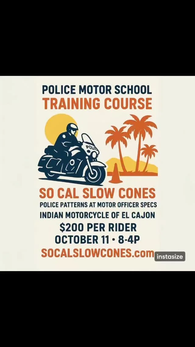 🚨 SoCal riders — this one’s for YOU! 🚨
We’re bringing POLICE MOTOR SCHOOL TRAINING to San Diego! 💥 Come test your skills on the same patterns motor officers use every day — U-turns, tight maneuvers, and precision control al