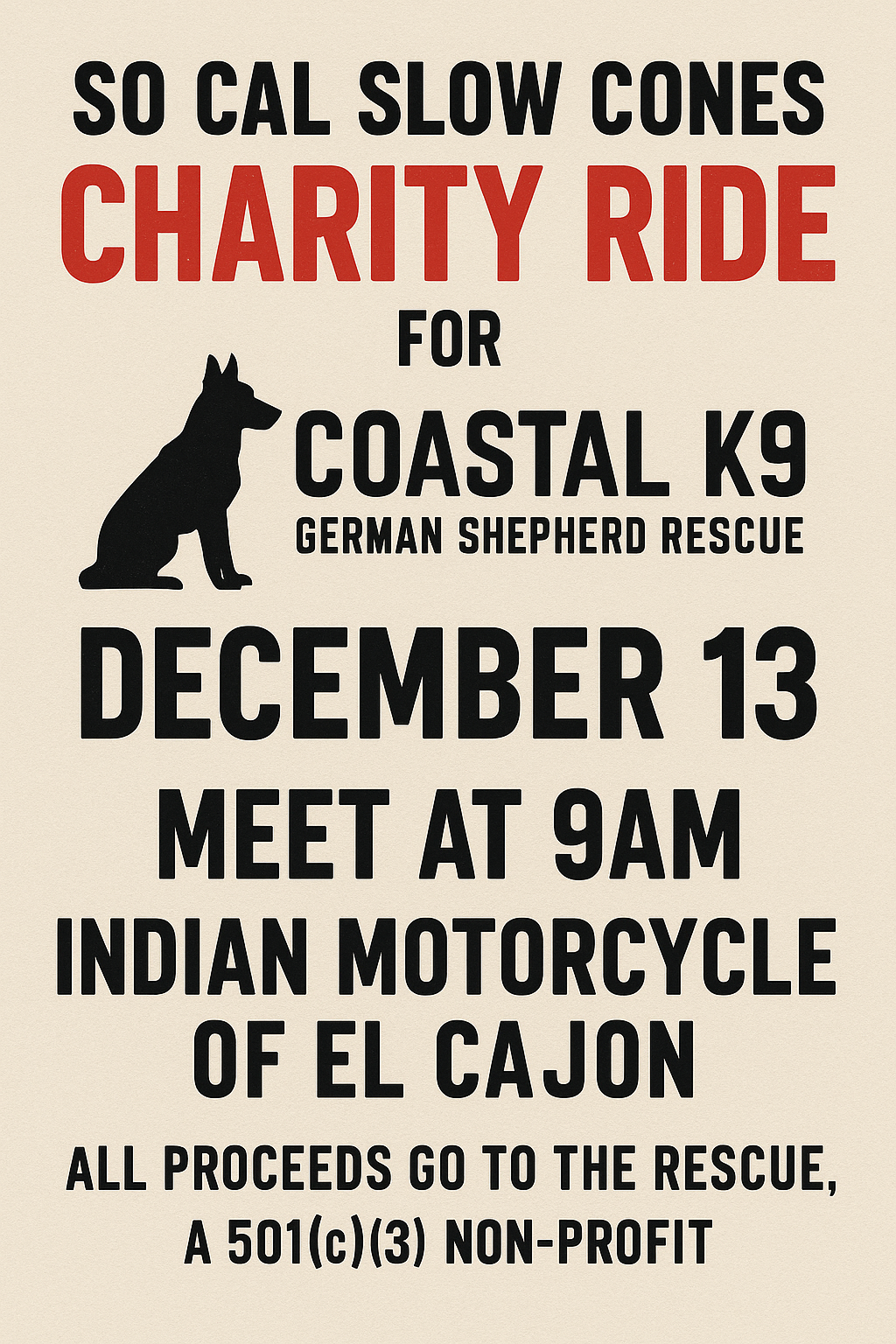 Charity Ride for Coastal K9 German Shepherd Rescue