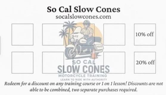 💥 Regular training pays off &mdash; and now it almost pays for itself! 💥🏍️

Pick up your new So Cal Slow Cones Loyalty Card at class and earn rewards every time you train. 💪
✅ Collect punches for each class
✅ Earn up to 20% off your next lesson o