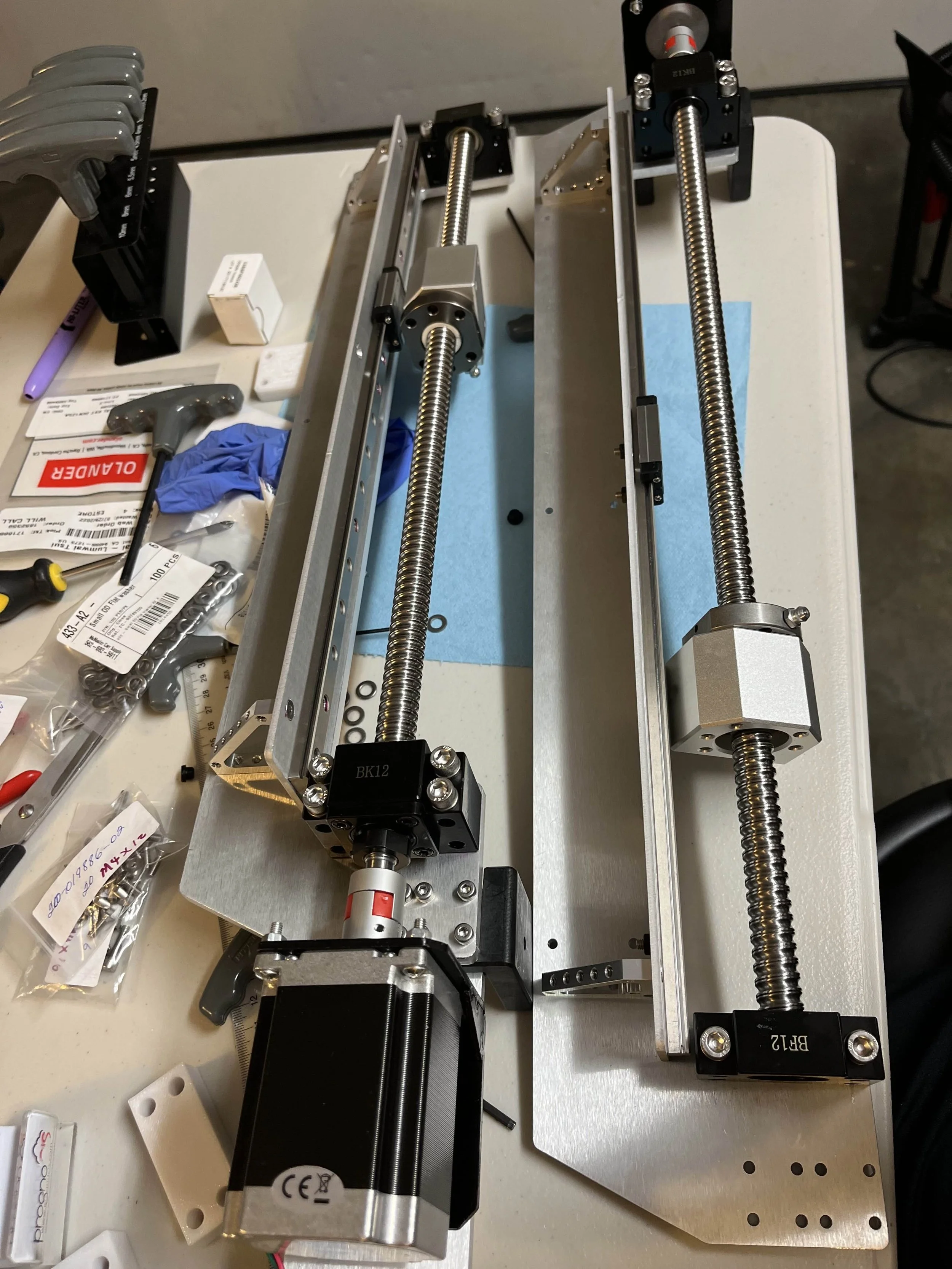 Assembled X-axis pairs.