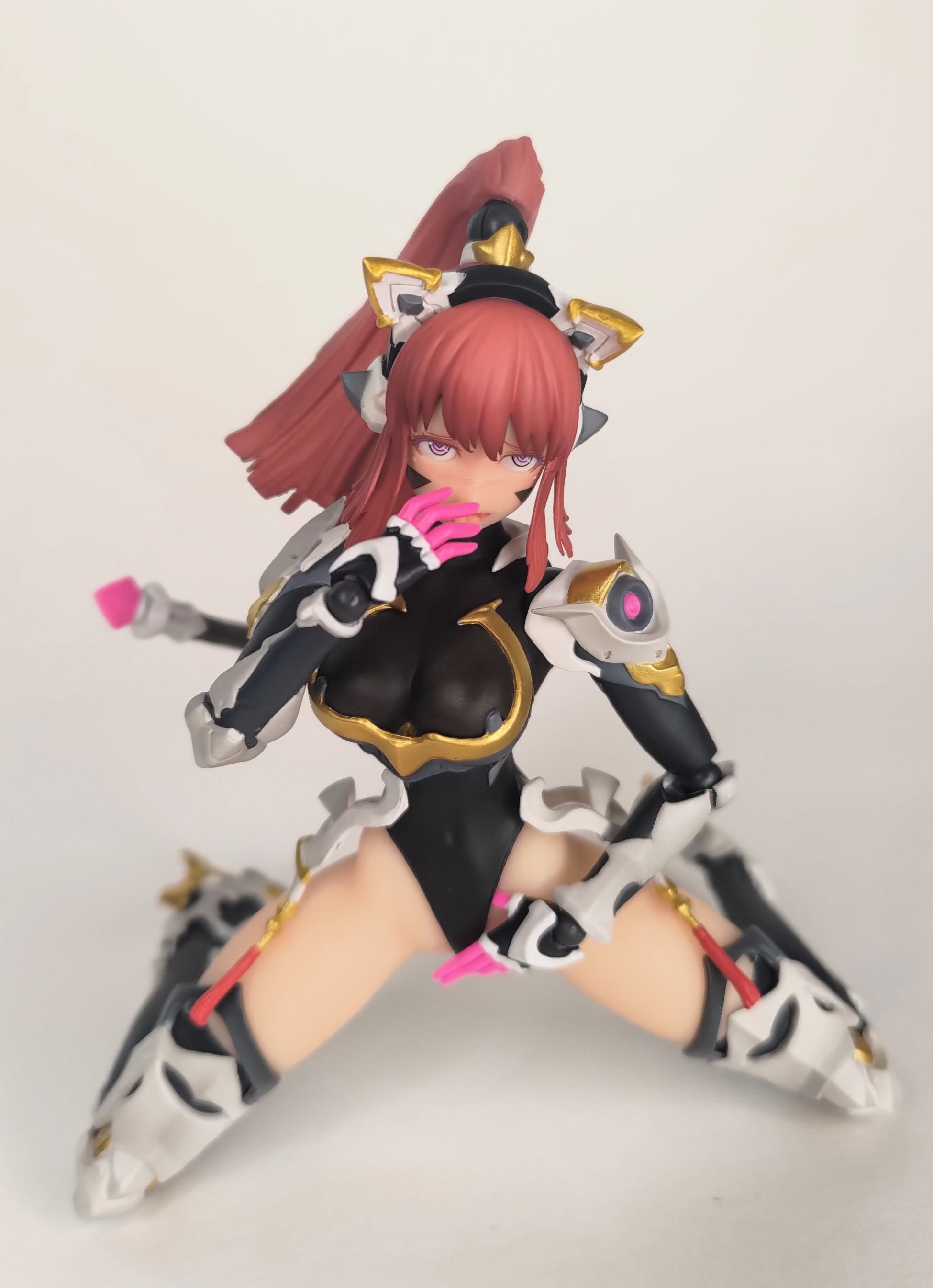 BigFireBird Build Science Cat Lady Team 1/9 scale silicone articulated action figure Sunflower posed with her hand over her crotch in a lewd manner