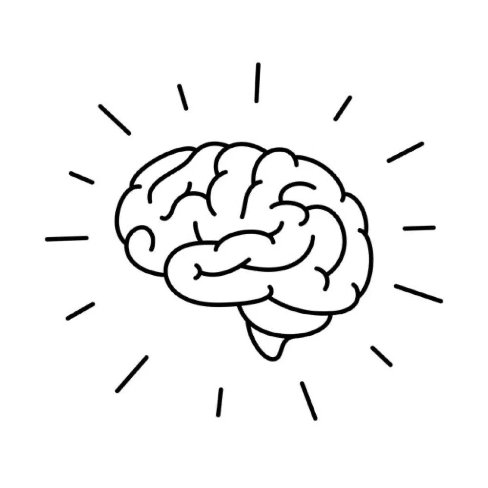 Green neon brain icon — creativity and strategic thinking in brand identity, brand playbooks, and marketing by freelance brand strategist Jan Berndt.