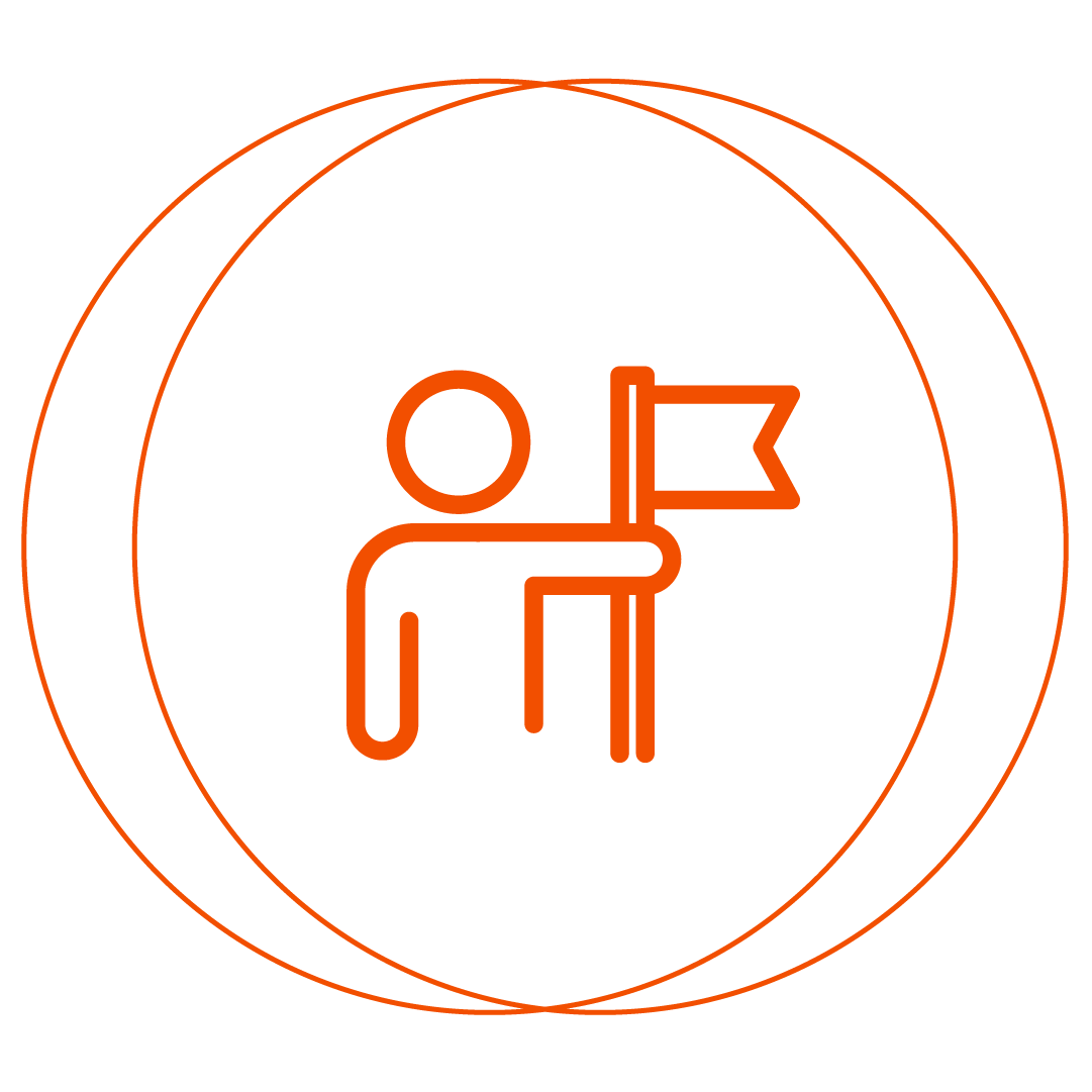 Icon of a person holding a flag, symbolizing achievement or goal setting.