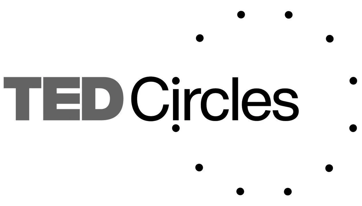 Logo with the words "TED Circles" and black dots surrounding the text.
