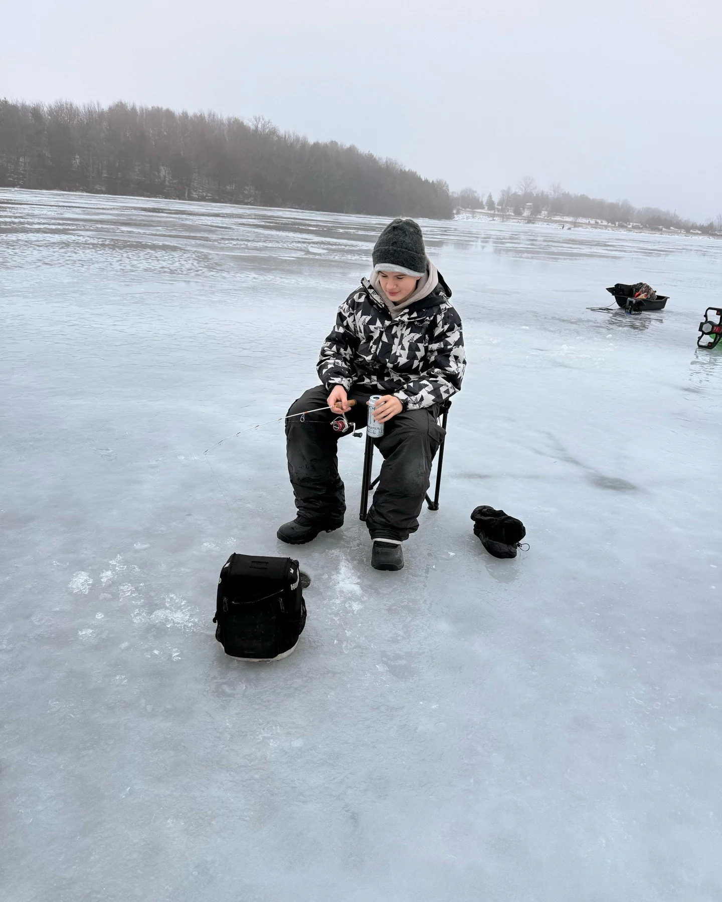 Beautiful warm winter day to be on the ice.  No shack required!