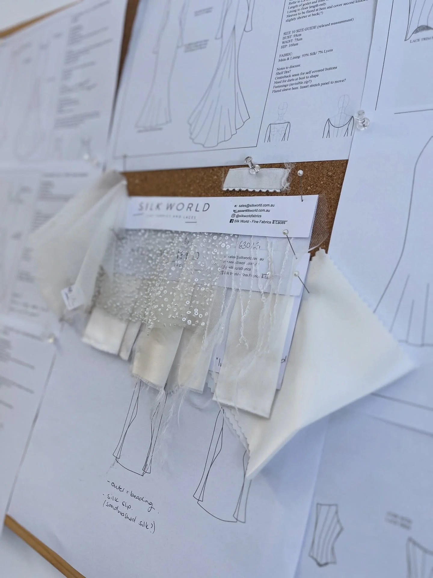 A glimpse of my day in the atelier today 🕊️

1. Collection mood board &amp; swatches 
2. This weeks deliveries of fabric
3. Prepping the mannequin for toiling
4. Confirming fabric for new pieces 
5. Sewing a new design
6. The filtered light through 