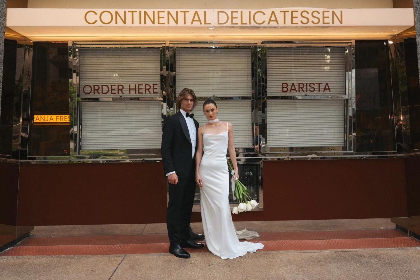 Loving this European moment with Nellie &amp; Jack. 

Photographer: @giorgiabellini__photography @attimi.weddings 
Stylist: @annette.martin 
Gowns: @thefirstlastbridal 
Suit: @urbbana
Jewellery: @georginijewellery
Hmua: @isabellepacaudmua
Florals/ se