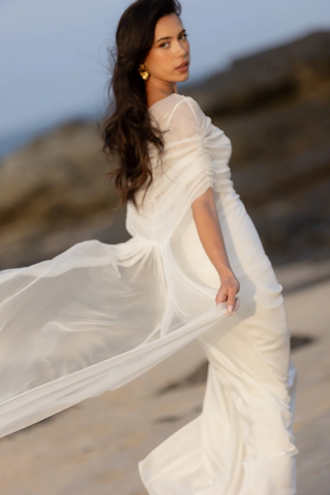 Veiled Silk Wrap Dresses