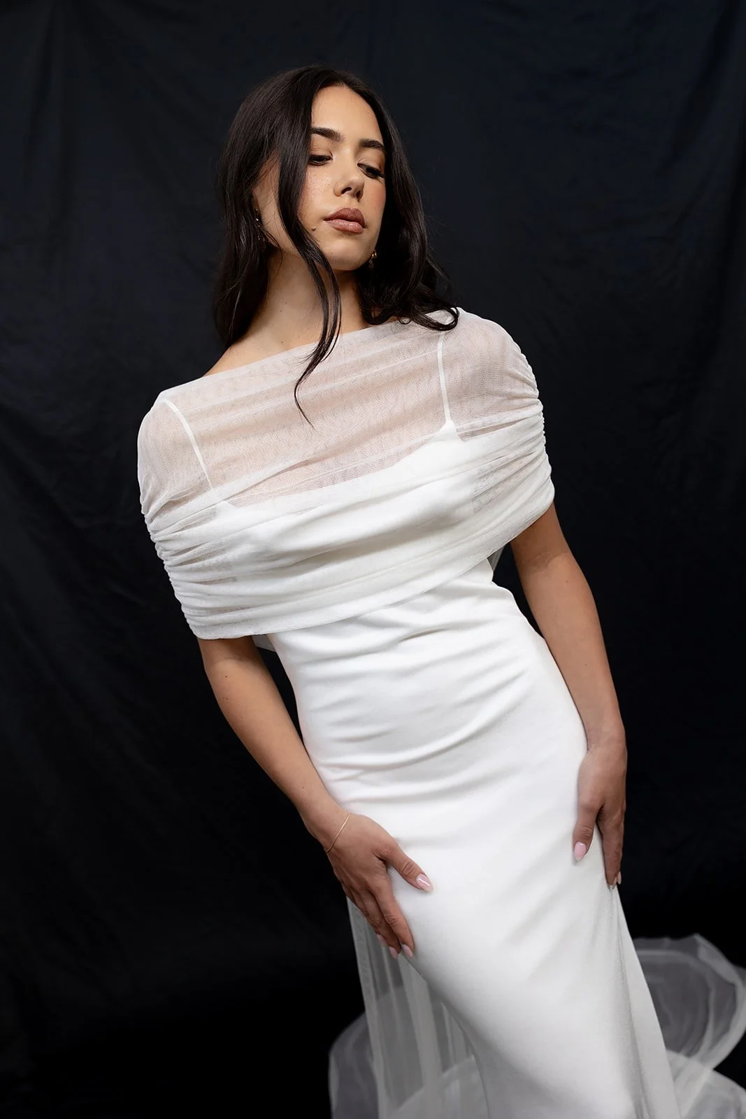 Veiled Silk Wrap Dress Gold Coast
