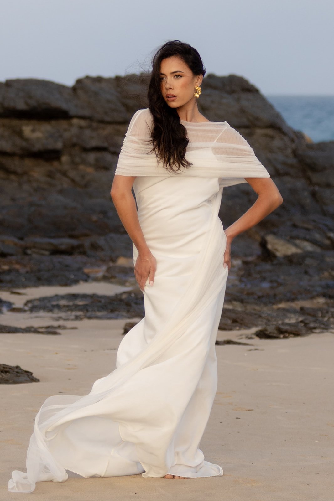 Veiled Silk Wrap Dress Gold Coast