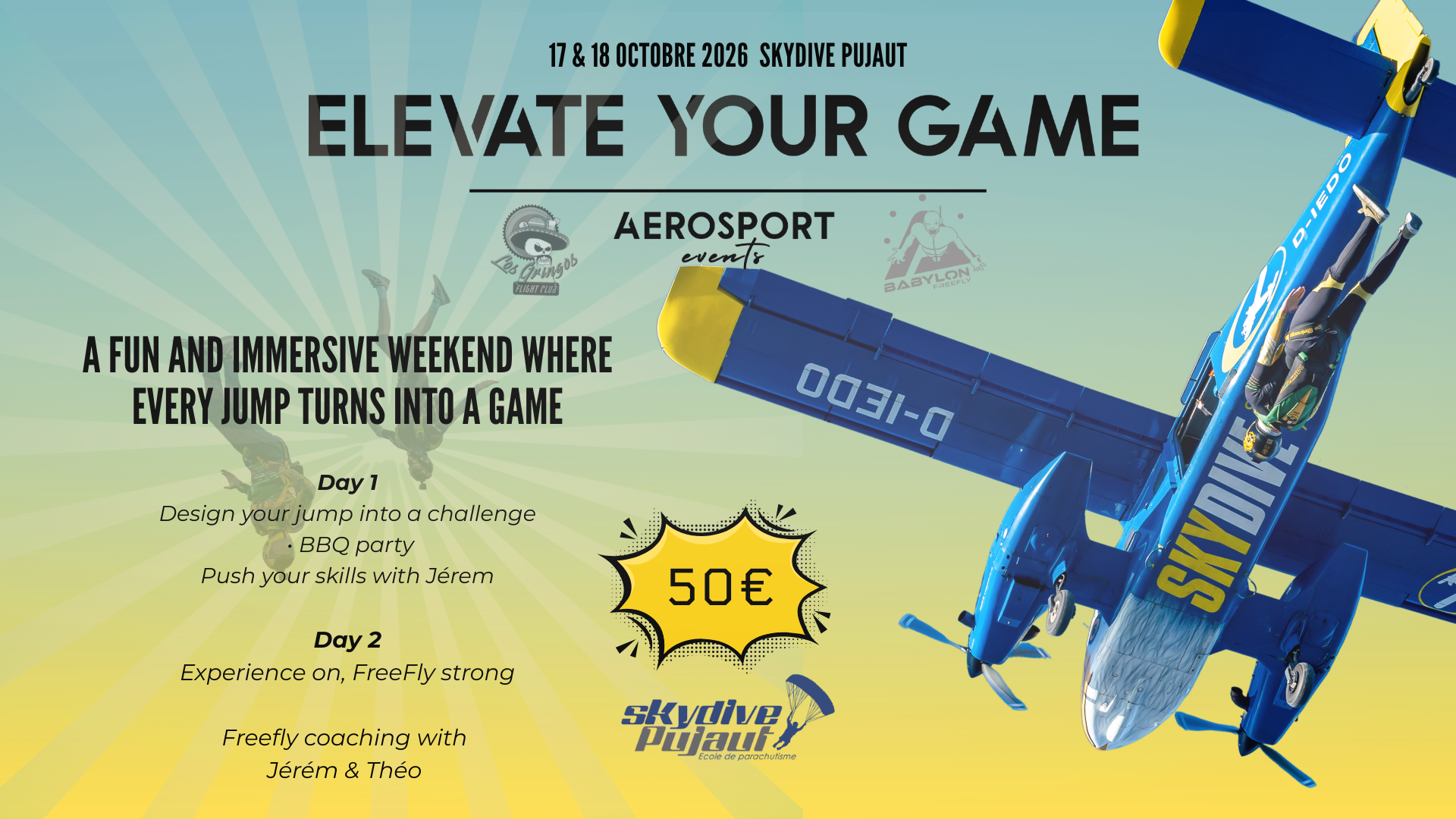 Elevate Your Game – 17 & 18 Octobre à Skydive Pujaut