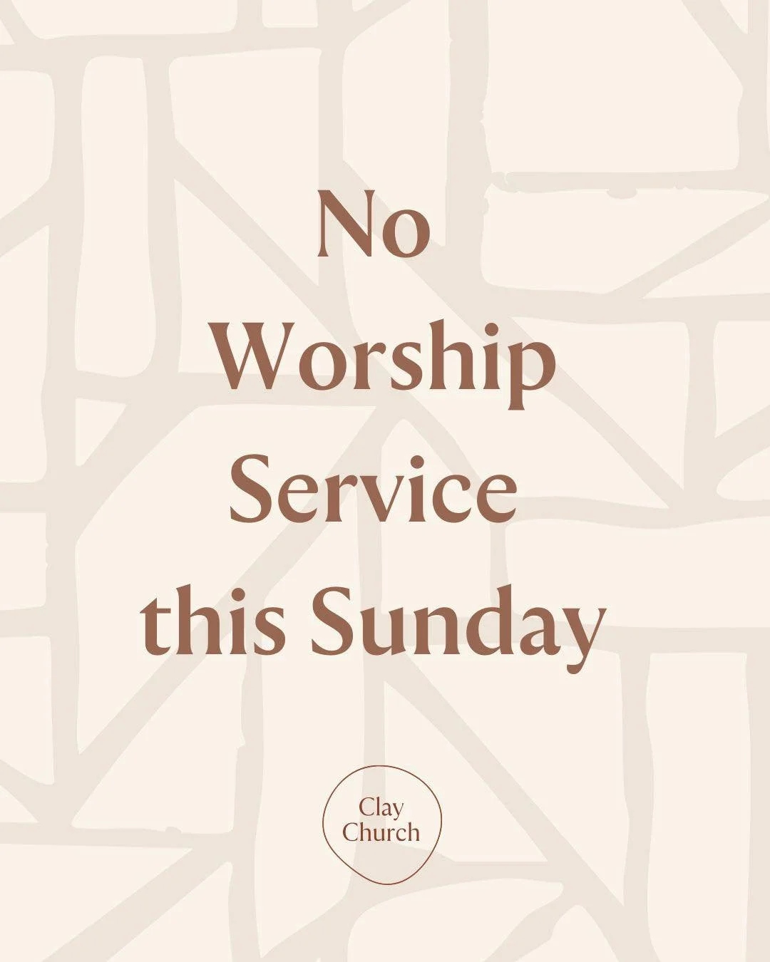 We&rsquo;re taking a short summer pause. 

Clay Church won&rsquo;t be gathering on Dec 28th or Jan 4, but we&rsquo;ll be back again starting Sunday Jan 11 at 4pm. 

We&rsquo;d love for you to join us then. It&rsquo;s will be a great opportunity to me