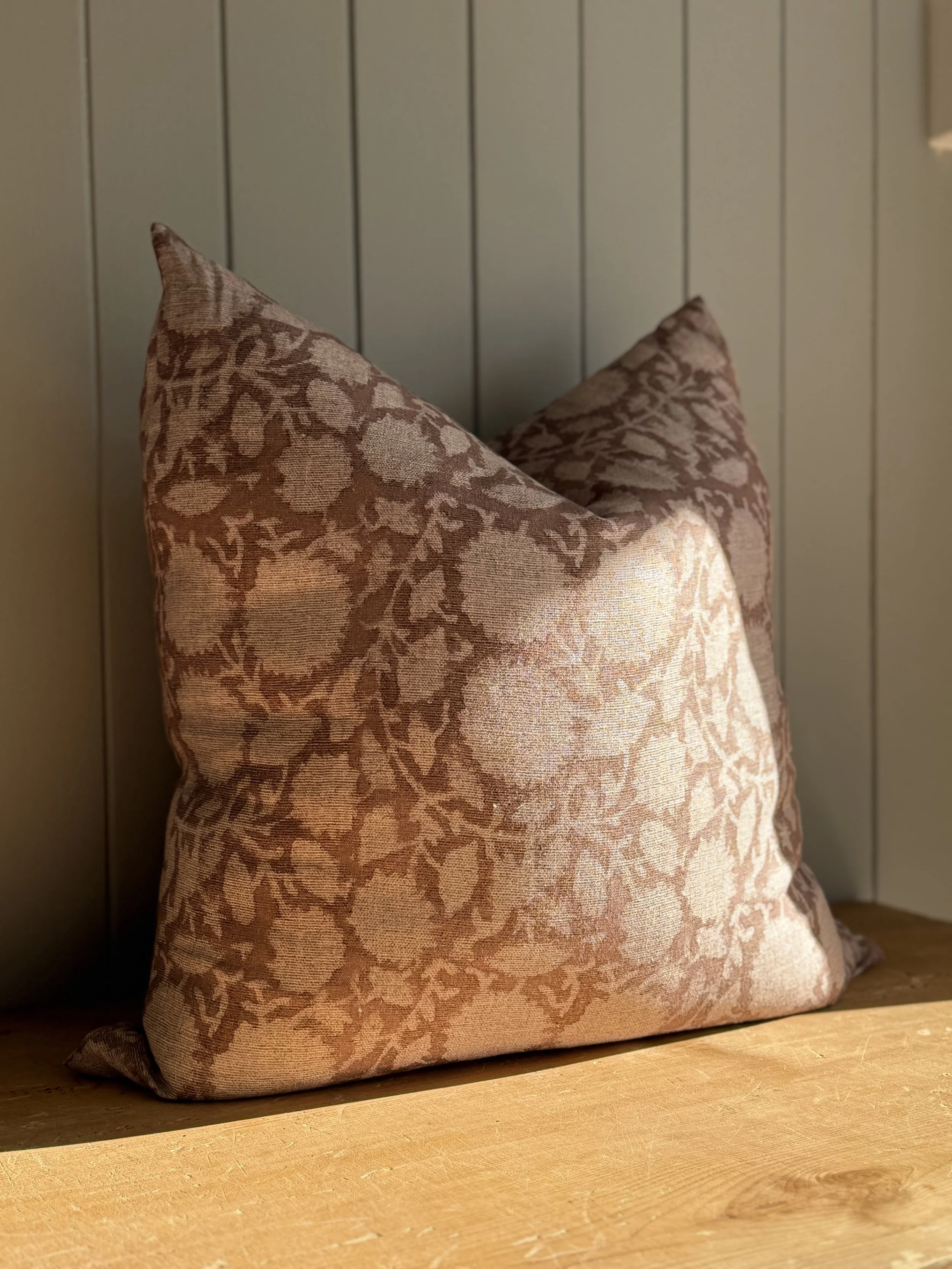 Mulberry Floral Block Printed Cushion - 55cm x 55cm