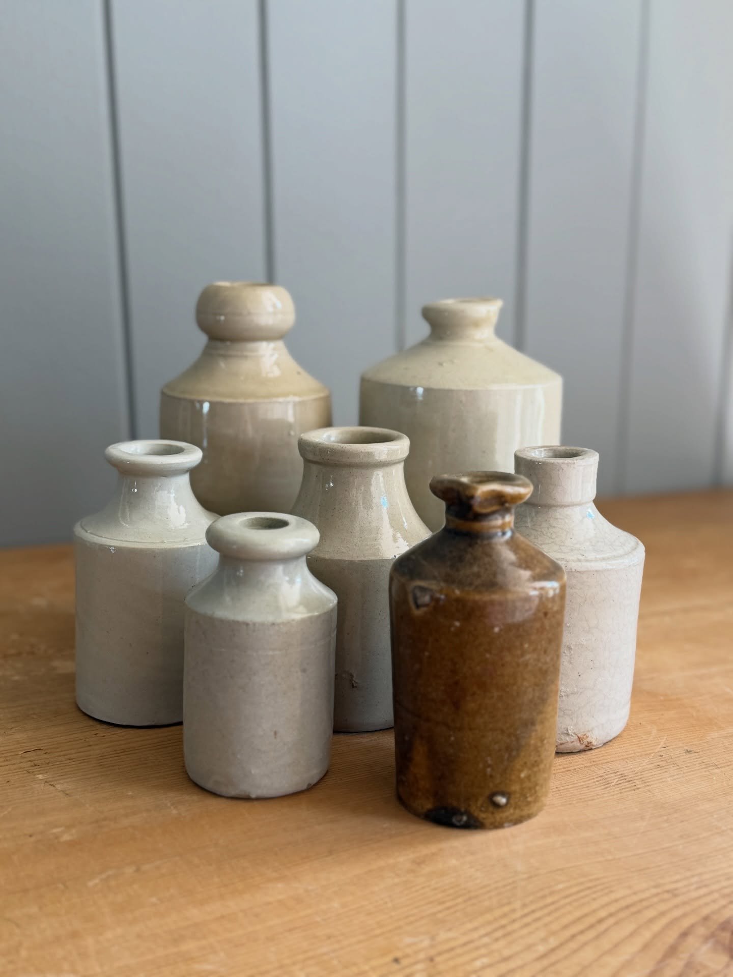 Our favourite glazed antique stoneware pieces 🤍

Pretty on their own or grouped together, they&rsquo;re a hardworking accessory that can be used anywhere you want to add some cozy cottage style 🤍 

Link in bio to shop
#vintagehomestyle #farmhouse #
