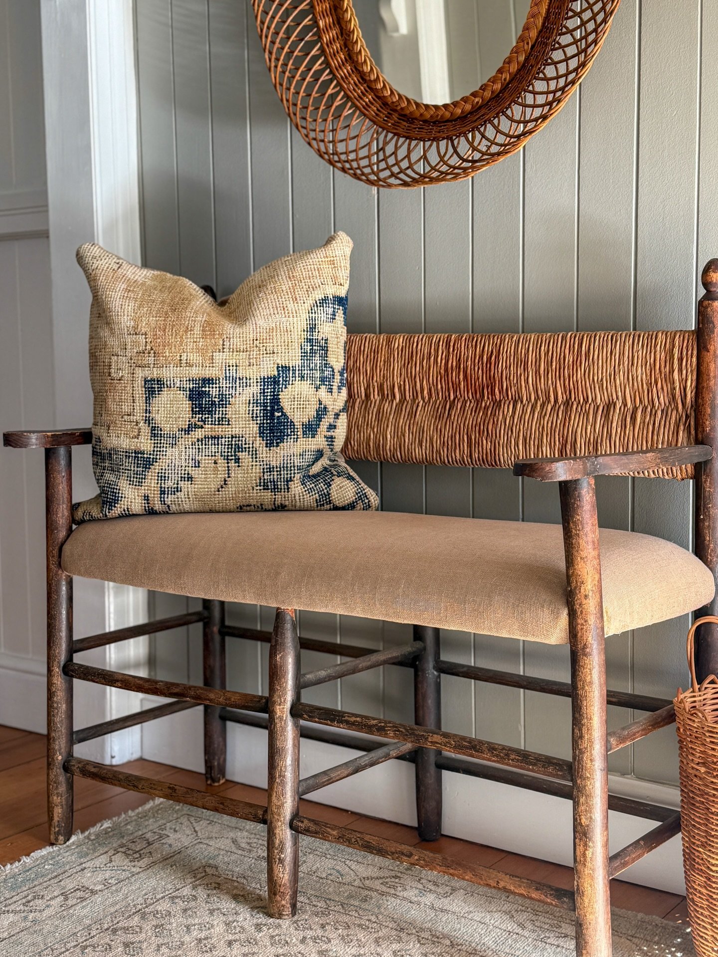 We love this duo&hellip; two of our new TMF cushions make the perfect pair. 

Marigold, block printed and double sided 🤍alongside our one-of-a-kind vintage Turkish cushion reworked from a vintage rug and loaded with character. 

Bring those cozy cas