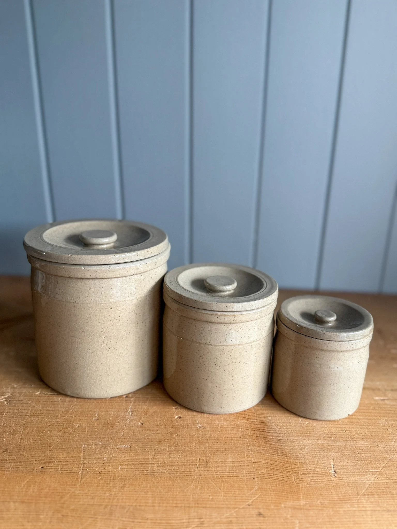 Stoneware Canisters - Set of 3