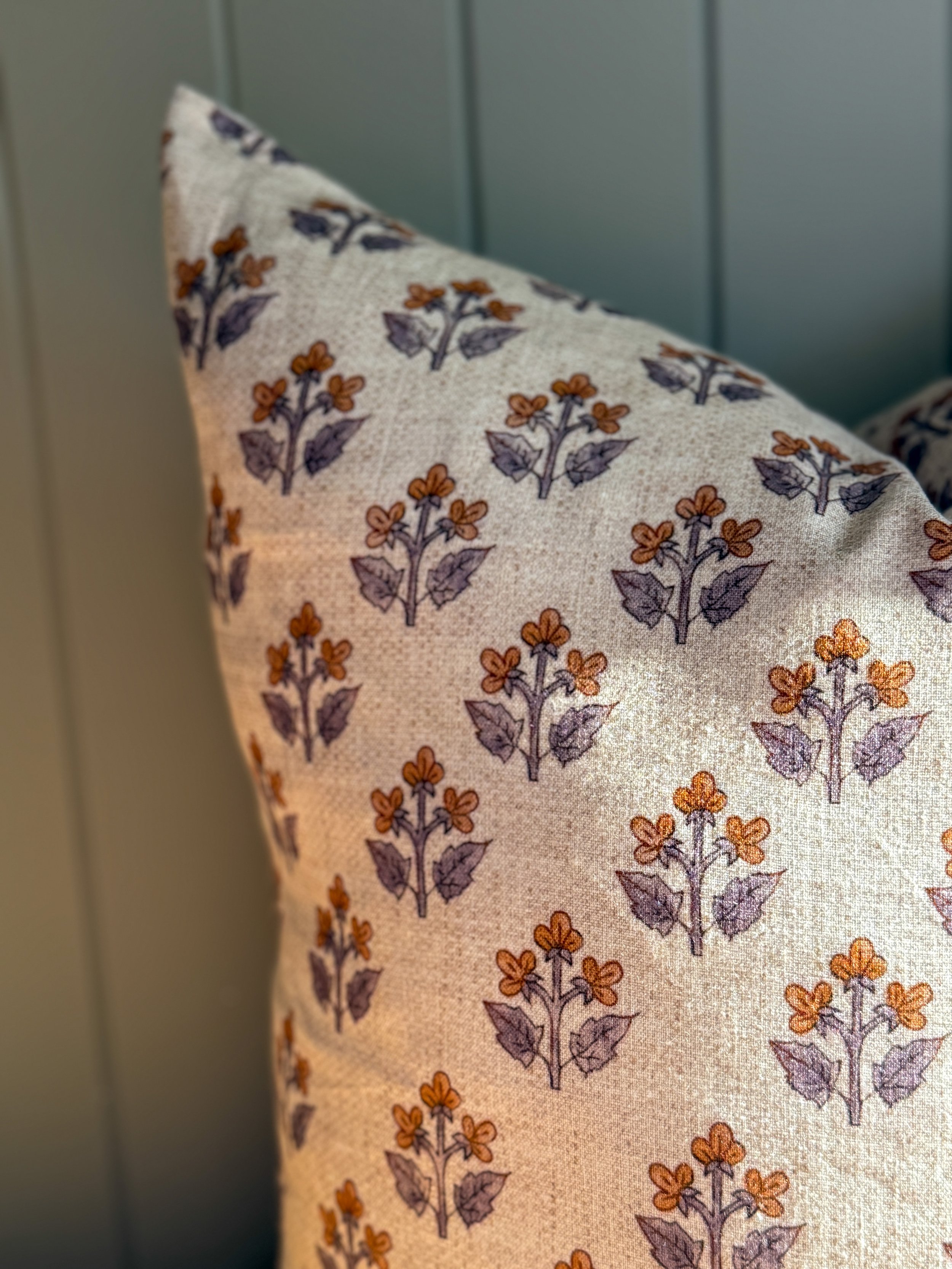 Marigold with Linen Hatch Print Cushion - 55cm x 55cm