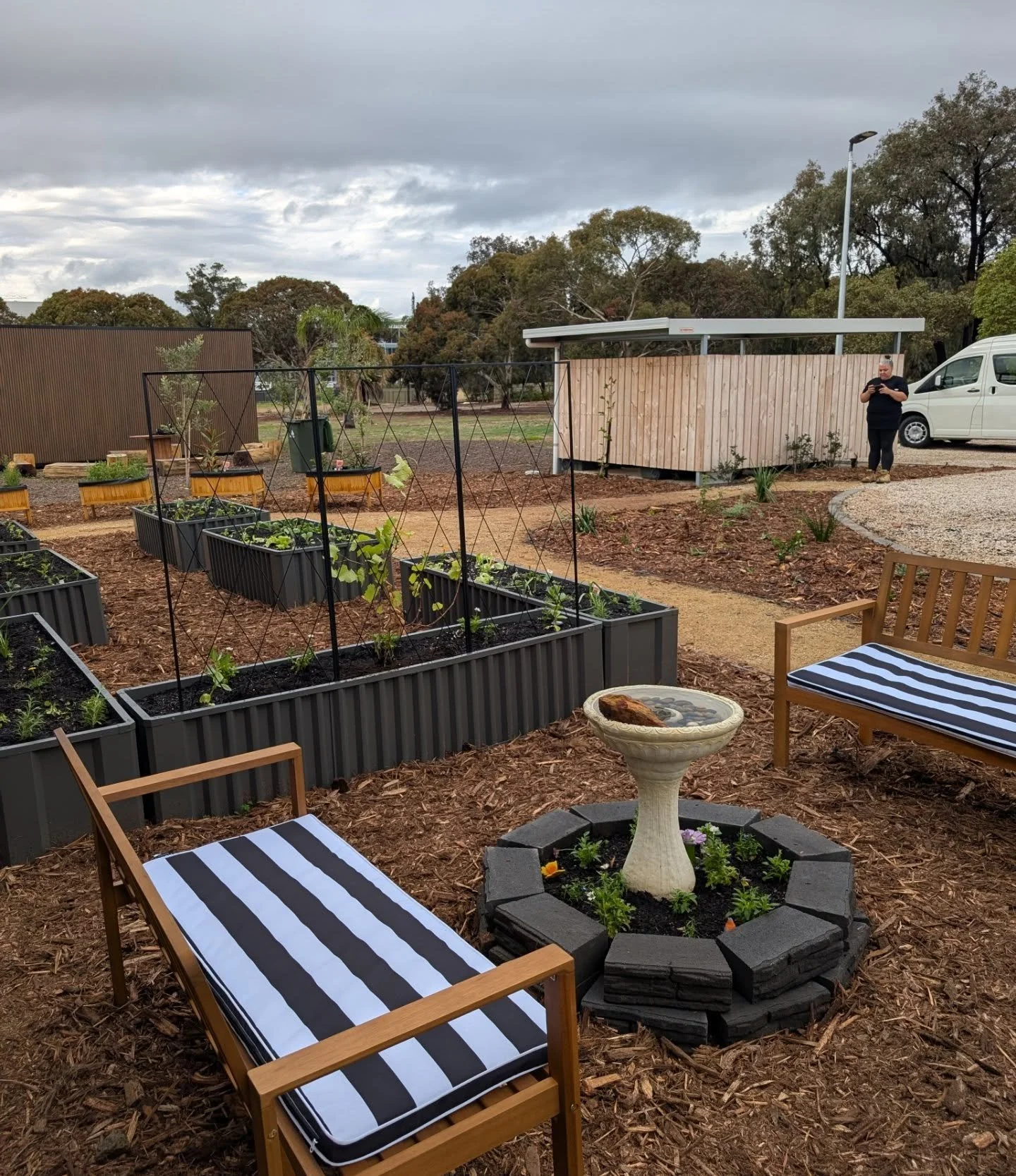 Last term I helped facilitate a project with @youthincsa about re-wilding a space that was an black slate into a community garden loaded with edible plants, wicking beds, a native garden, a sit spot and a little bird/bee bath.

YouthINC does project 