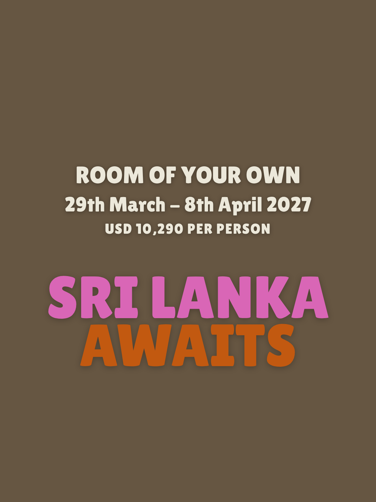 Sri Lanka Awaits- Room Of Your Own