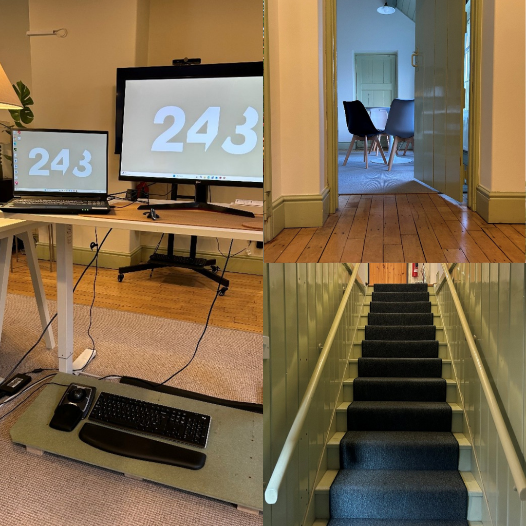 Split image of our Newark office accessibility