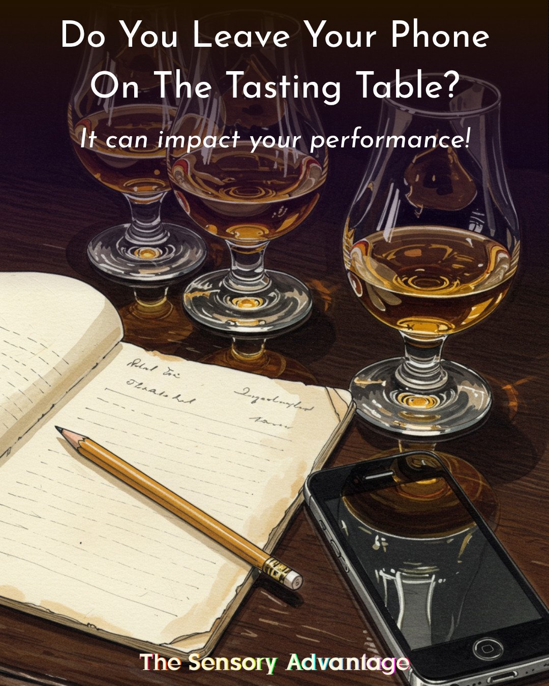 📱 𝗗𝗼 𝗬𝗼𝘂 𝗟𝗲𝗮𝘃𝗲 𝗬𝗼𝘂𝗿 𝗣𝗵𝗼𝗻𝗲 𝗢𝗻 𝗧𝗵𝗲 𝗧𝗮𝘀𝘁𝗶𝗻𝗴 𝗧𝗮𝗯𝗹𝗲? 🍷

It could be hampering your ability to assess samples!

I often see photos from #drinks #awards #judging with smartphones sitting on the table alongside glassware