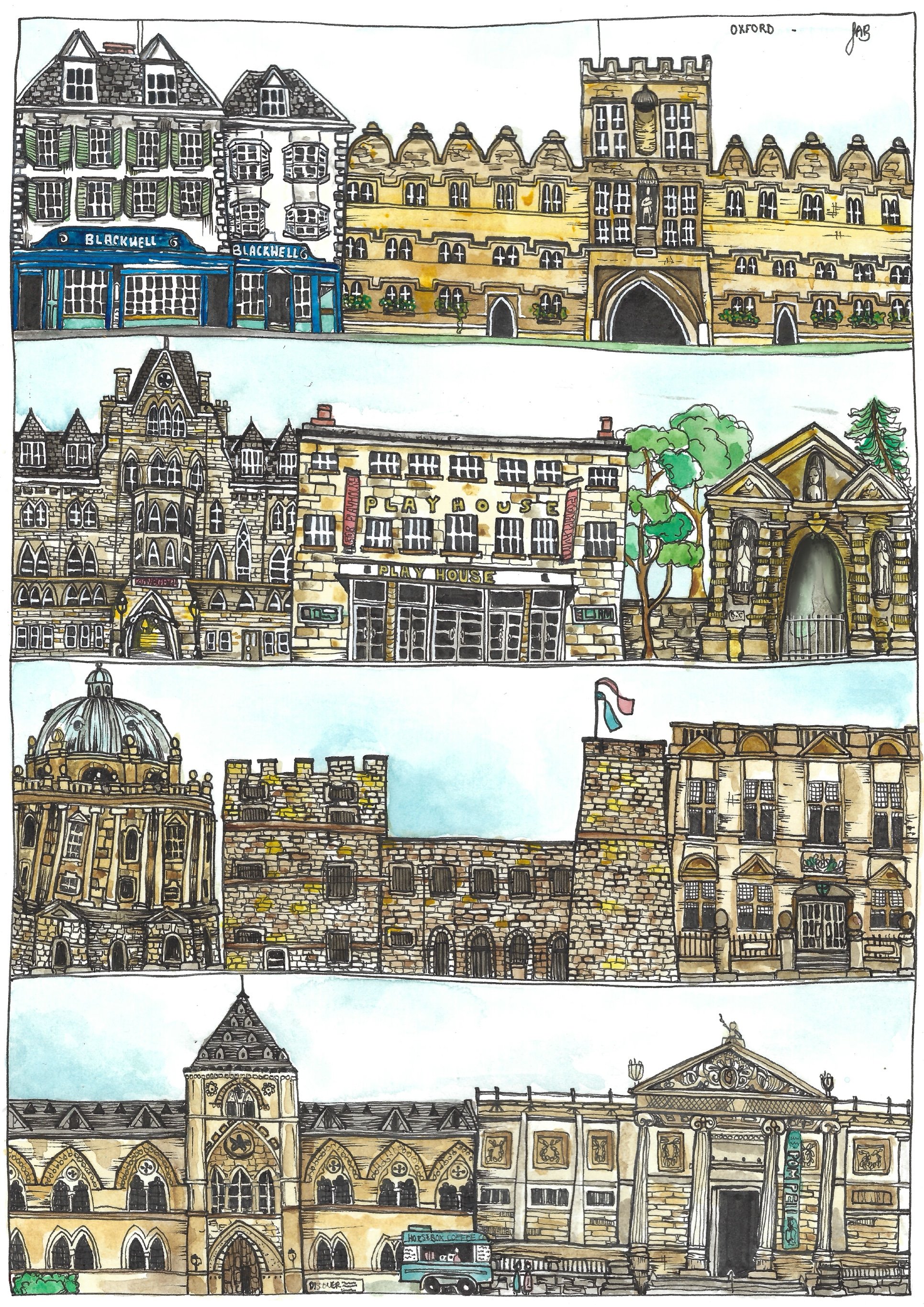 Oxford buildings greeting card
