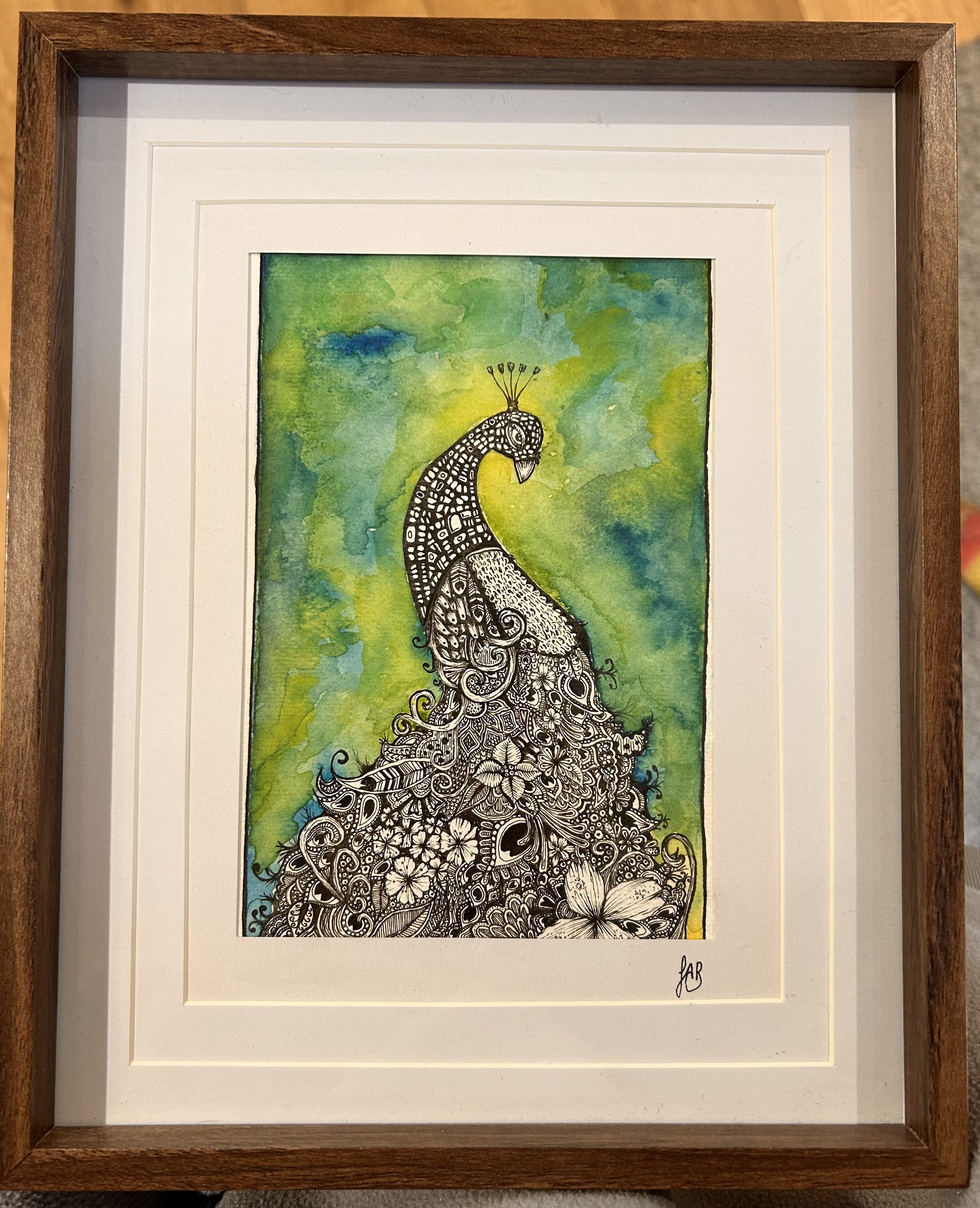 Peacock watercolour mandala