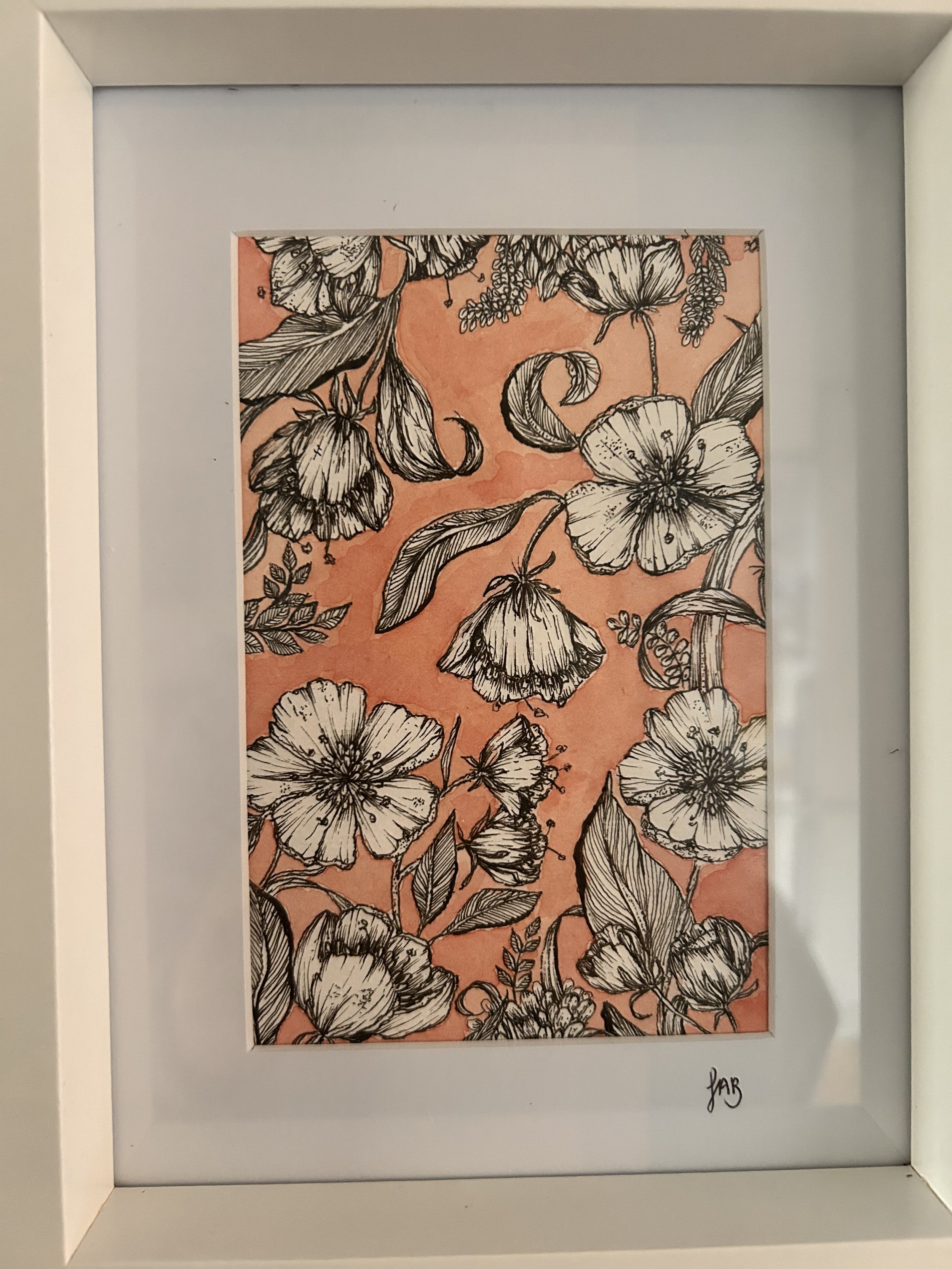 Botanical pink line art