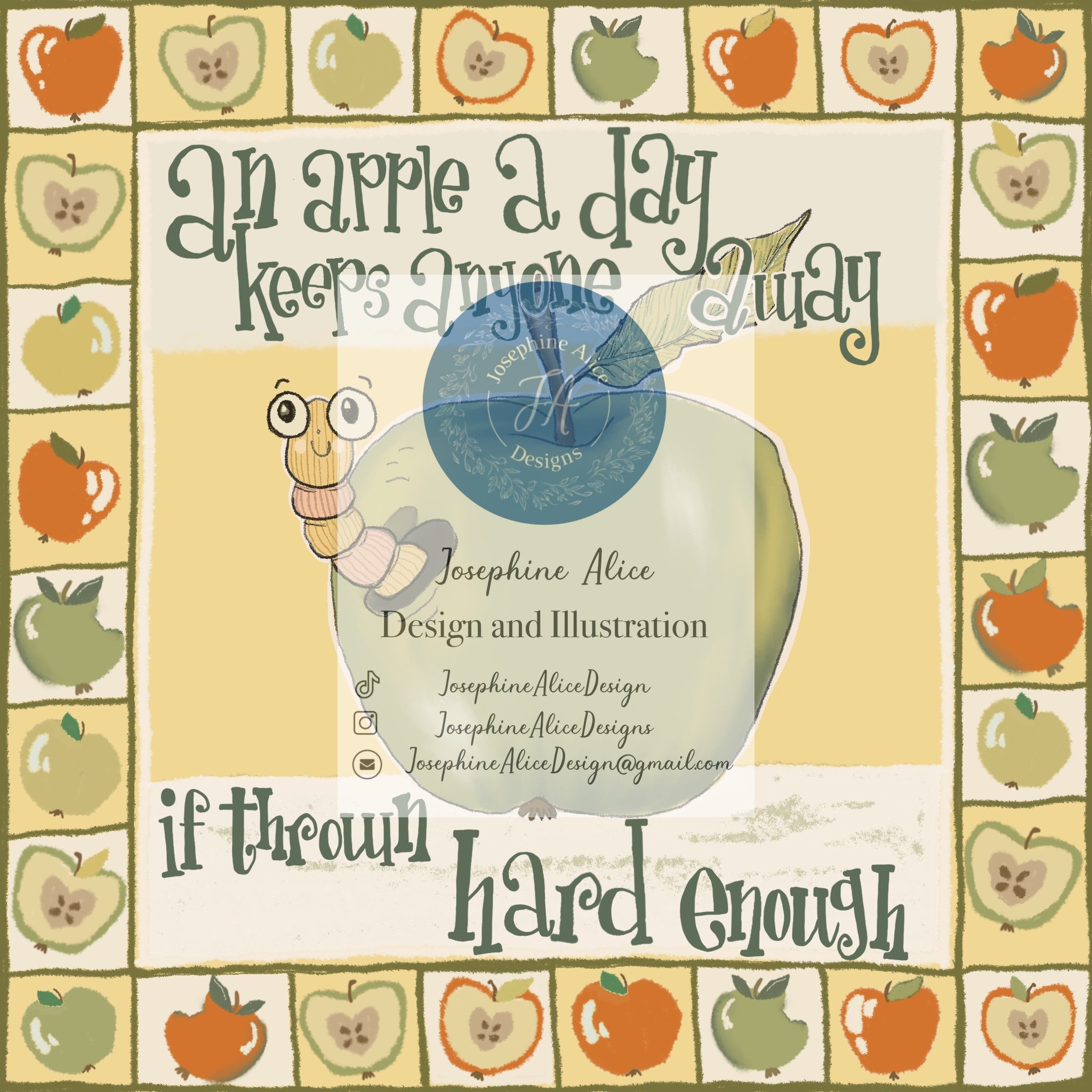 An apple a day flashcard