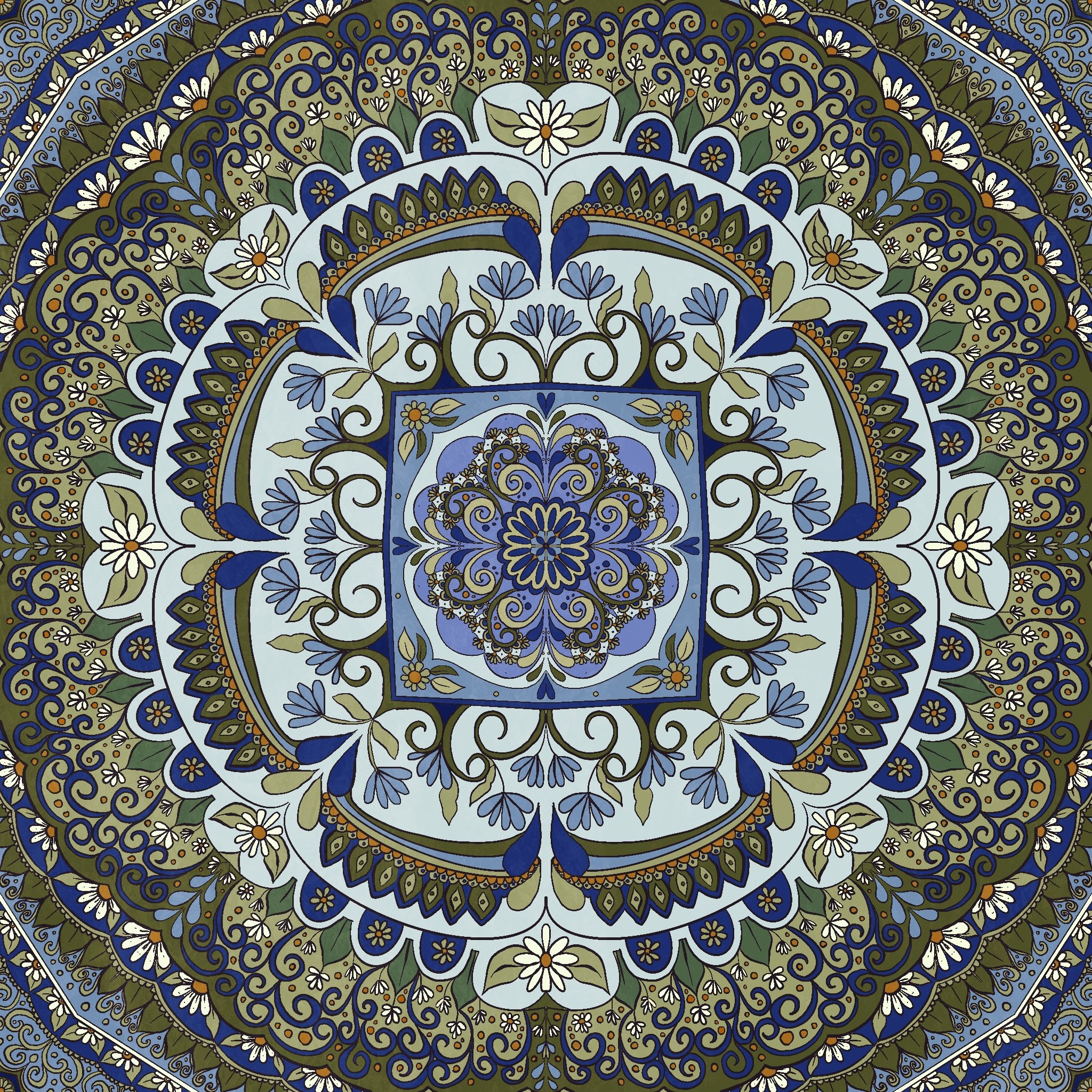 Using the symmetry tool on the Ipad app Procreate to look at different patterns and colour schemes.