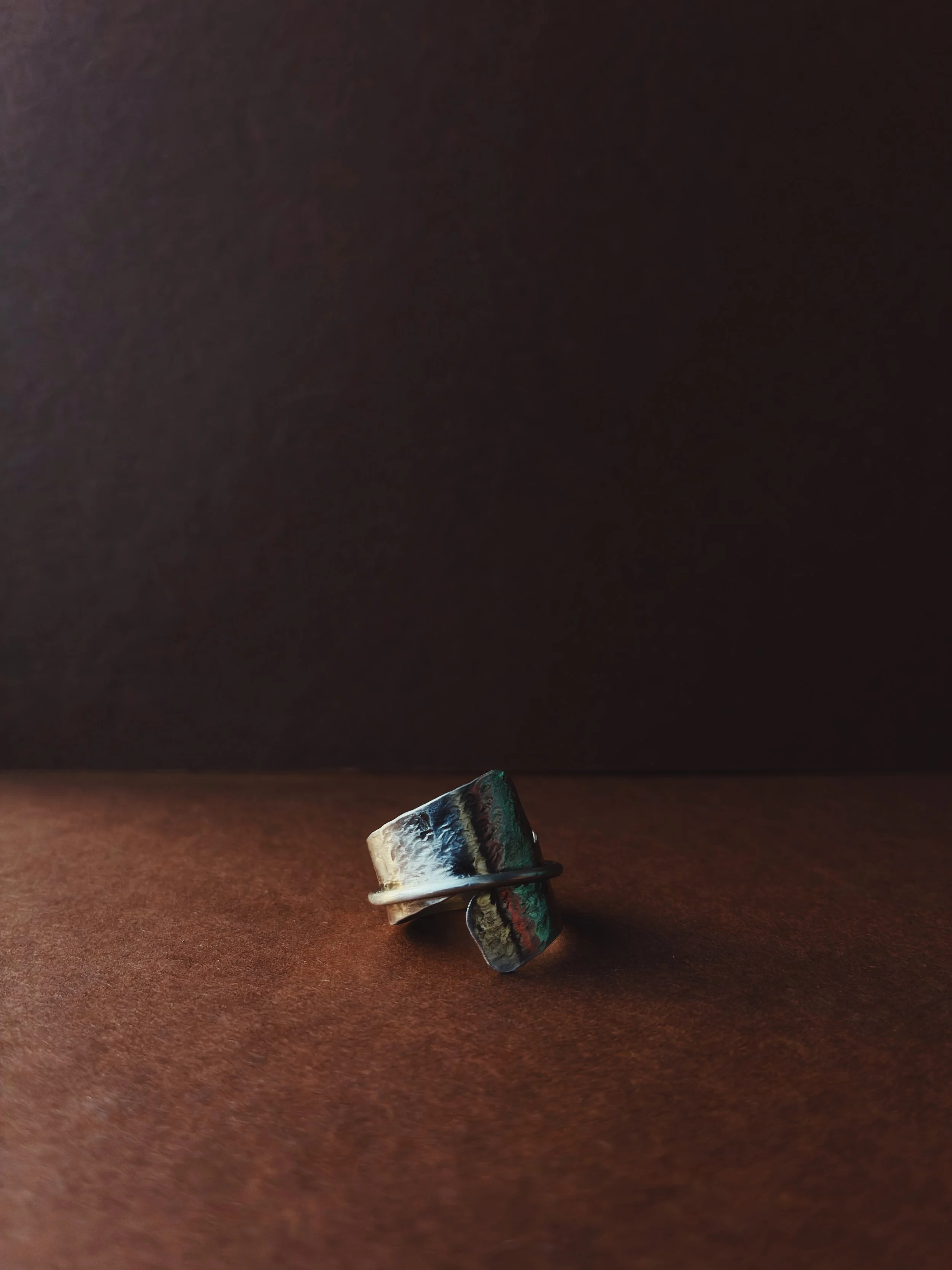 Statement 925 Silver hammered ring