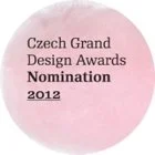 Pink circular badge that reads 'Czech Grand Design Awards Nomination 2012'.