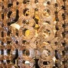 Close-up view of multiple metallic rings stacked together.