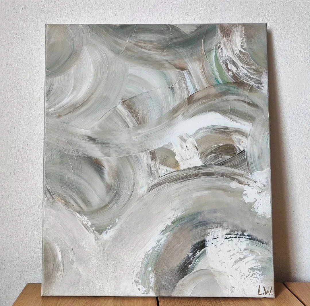  Opdracht: 
Neutrale kleuren, veel dynamiek 50x60 cm