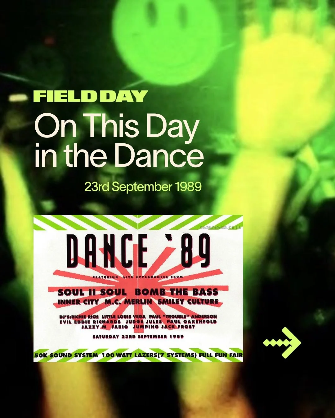 On This Day in the Dance ↘️

23rd September 1989 - A charity event in aid of the Marchioness disaster, with all profits donated to the Thames Tragedy Fund. Planned for Southwark Park, shut down by councils, chased from site to site, and finally break