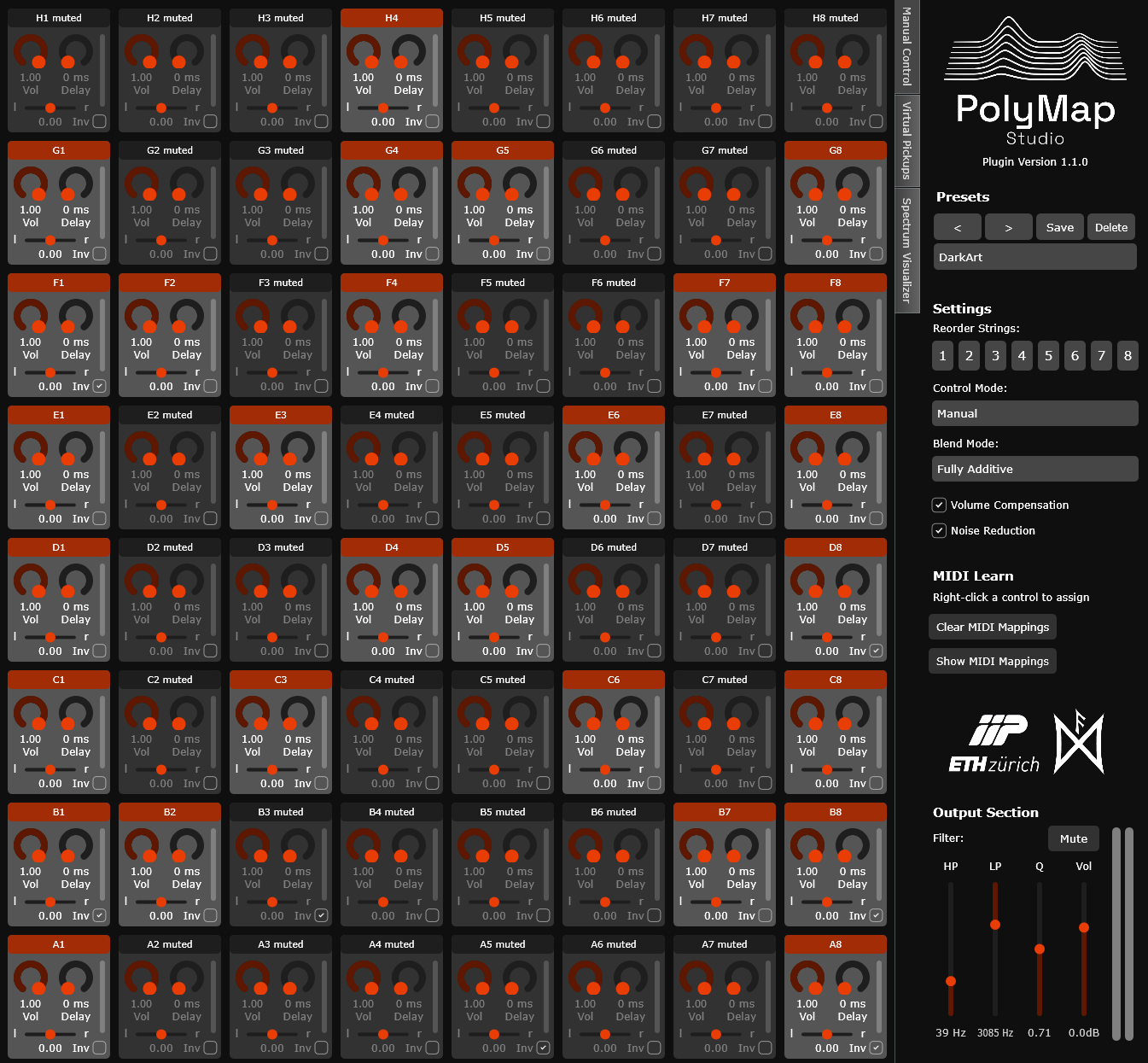 Manual Control Tab of the PolyMap Studio VST Plugin