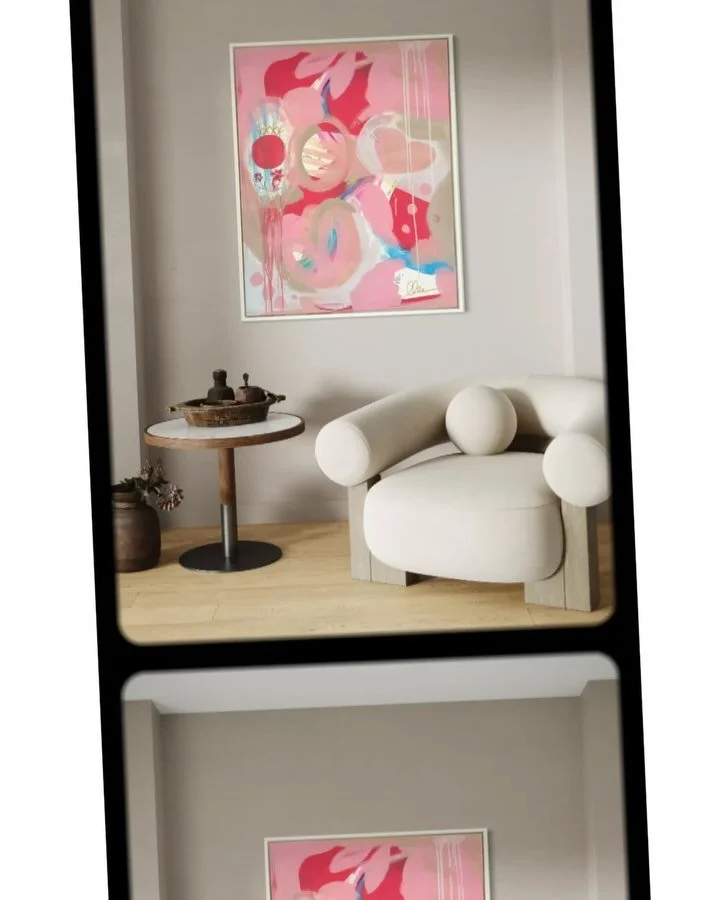 Heute pr&auml;sentiere ich euch mein neues Bild -Herzklang- mit den Ma&szlig;en 80x100 cm, 
hier mit einem wei&szlig;en Schattenfugenrahmen! 
Das Bild ist in mehreren Schichten gemalt und hat viele versteckte Details! 

Insgesamt strahlt das Gem&auml