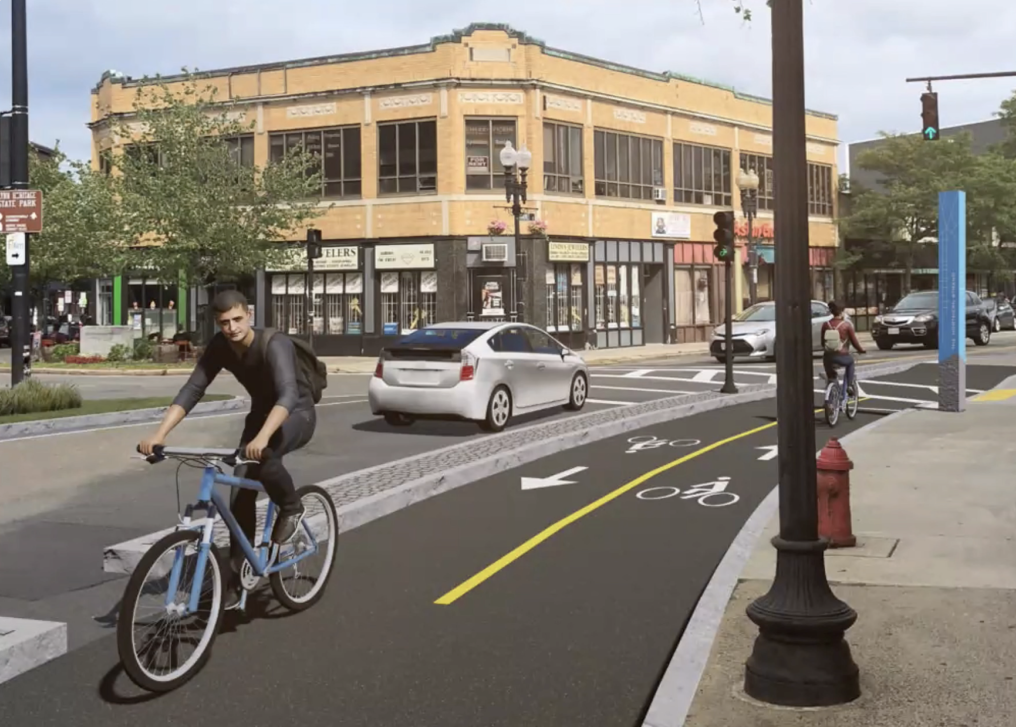 Image of propose bicycle lane in downtown Lynn