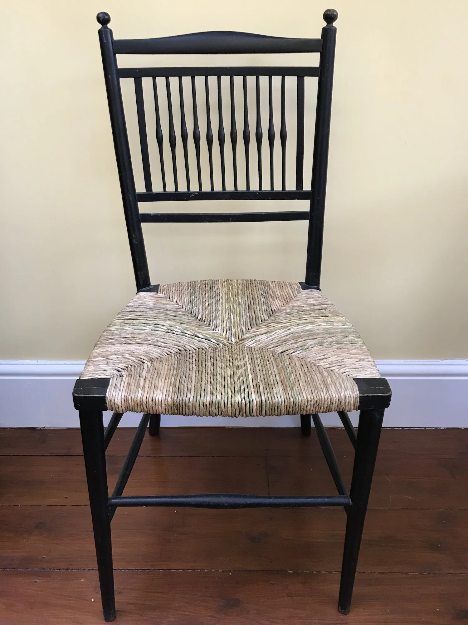 Arts & Crafts Ebonised chair with rush seat main G.JPG