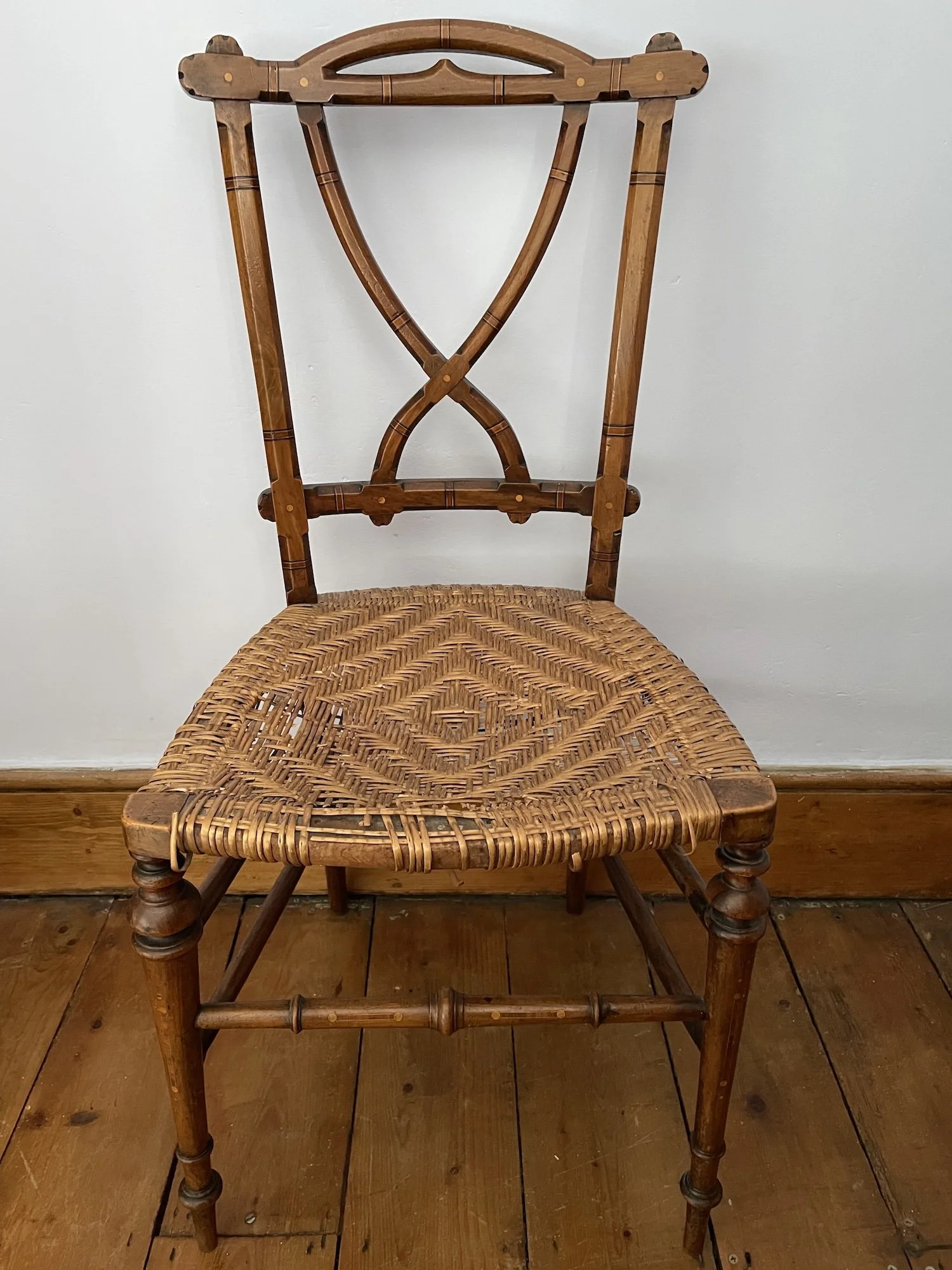 skein work willow chair Egyptian Aesthetic 1880's antique