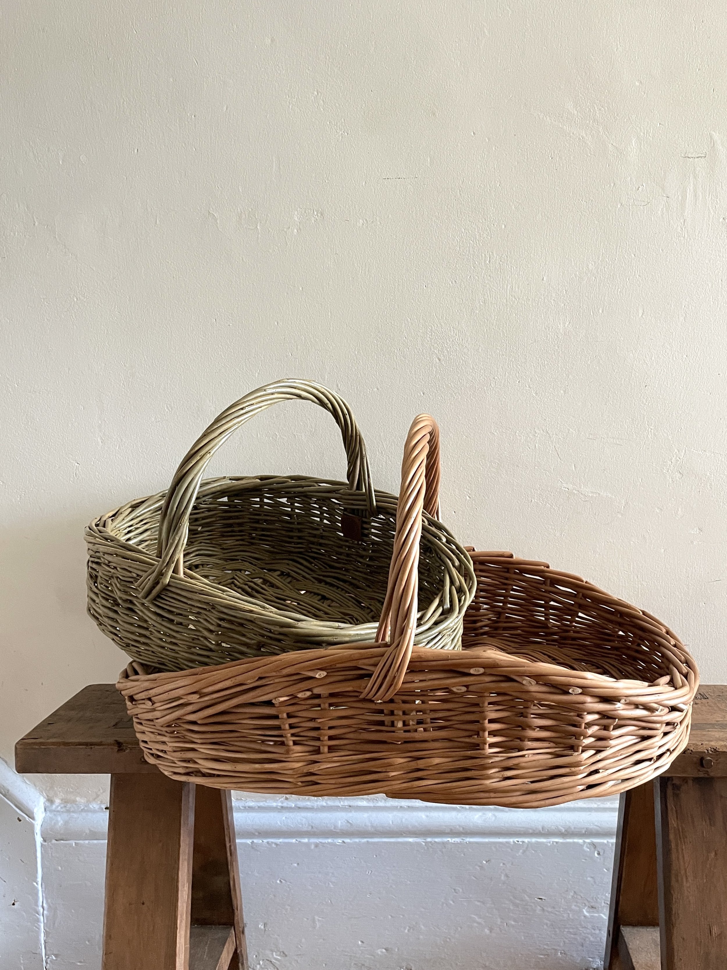Oval Handling Basket Kelmscott & Flower Basket Original Side Portrait.JPG