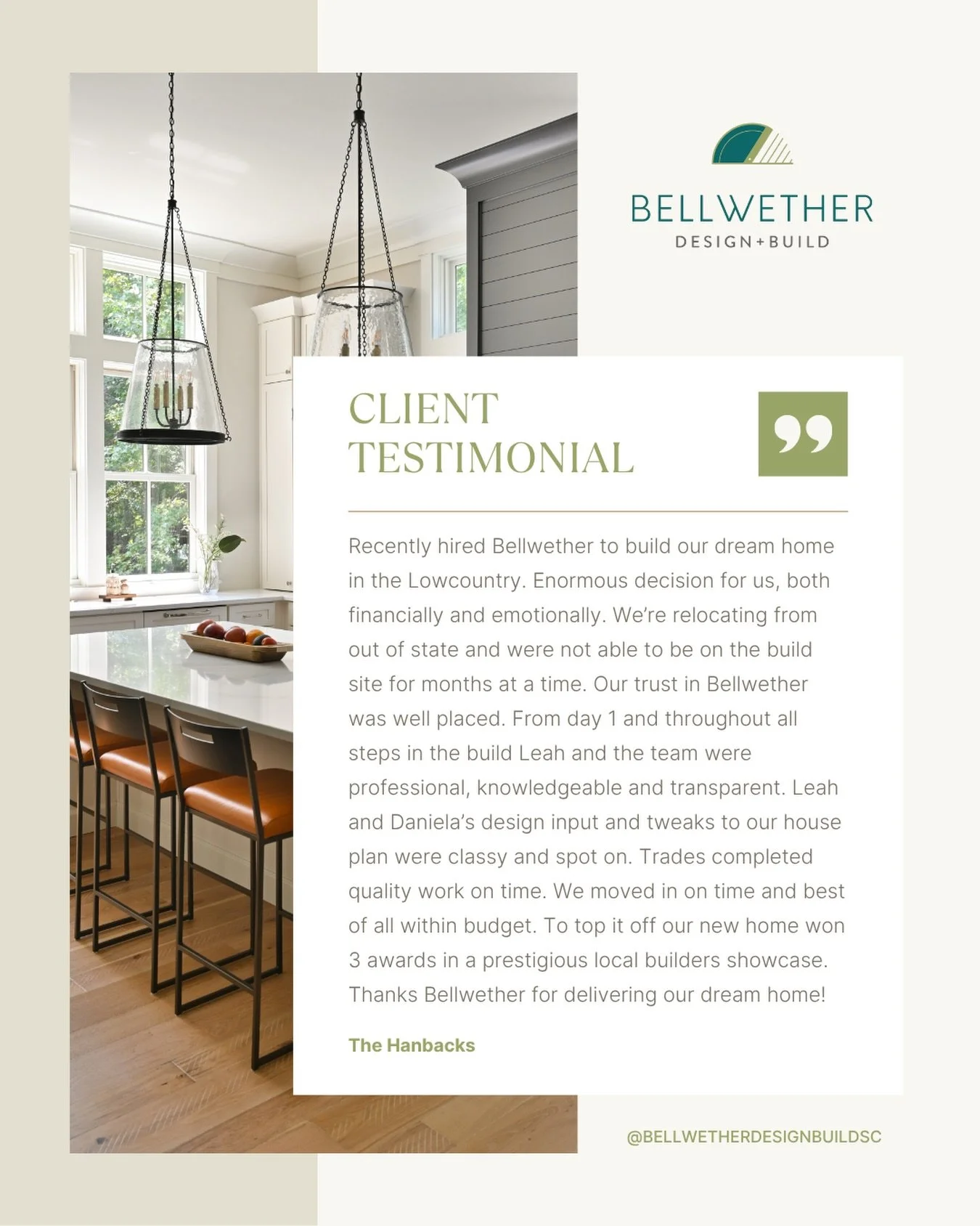 The best part of what we do? The people we do it for.

There&rsquo;s nothing more powerful than a client experience that speaks for itself. At Bellwether, every detail is intentional&mdash;from the first conversation to the final reveal.

Grateful fo