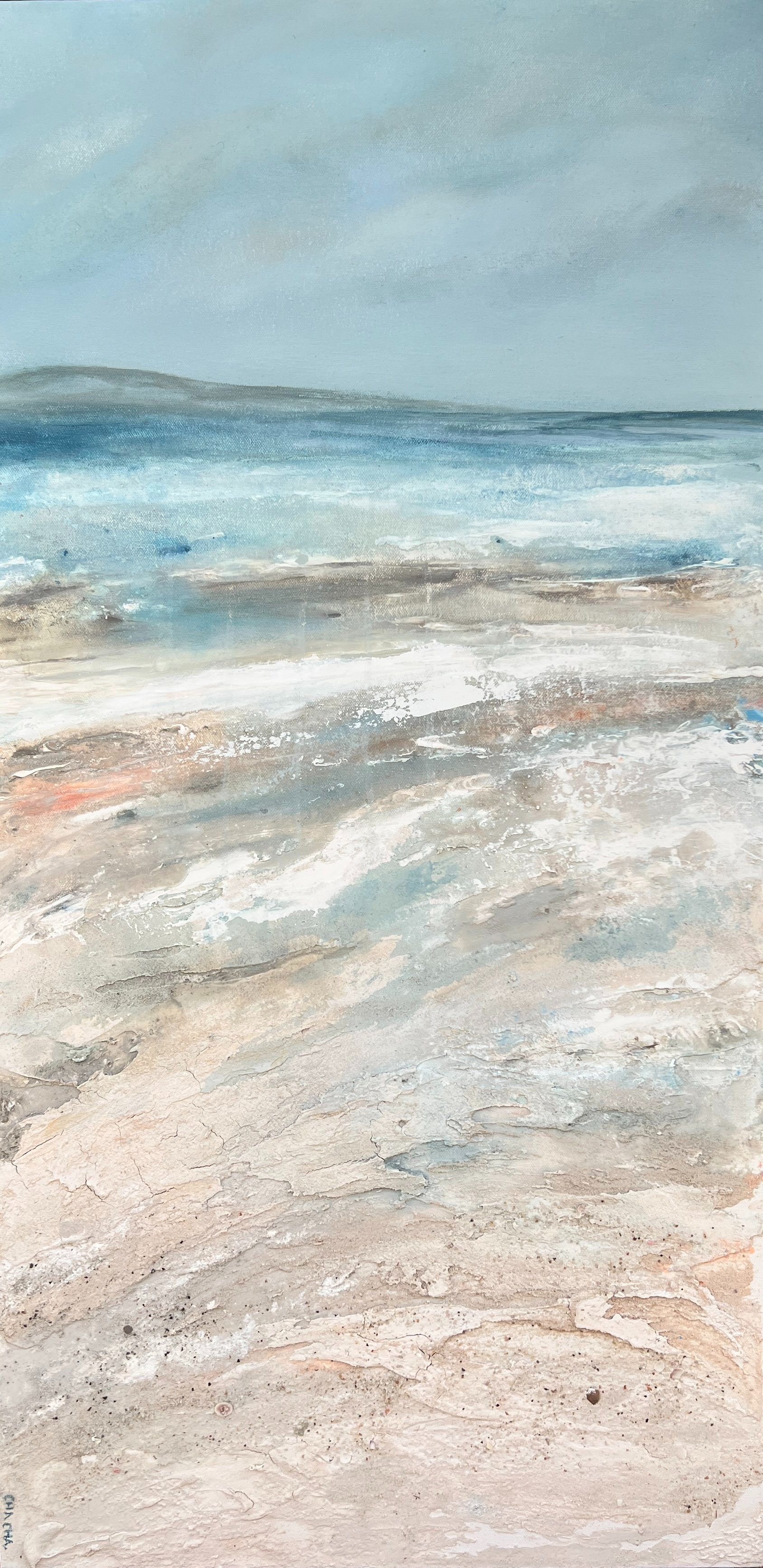 Calm+Before+-+a+beautiful+moody+textured+blue+and+beige+artwork+with+real+sand+and+beach+shells.jpg
