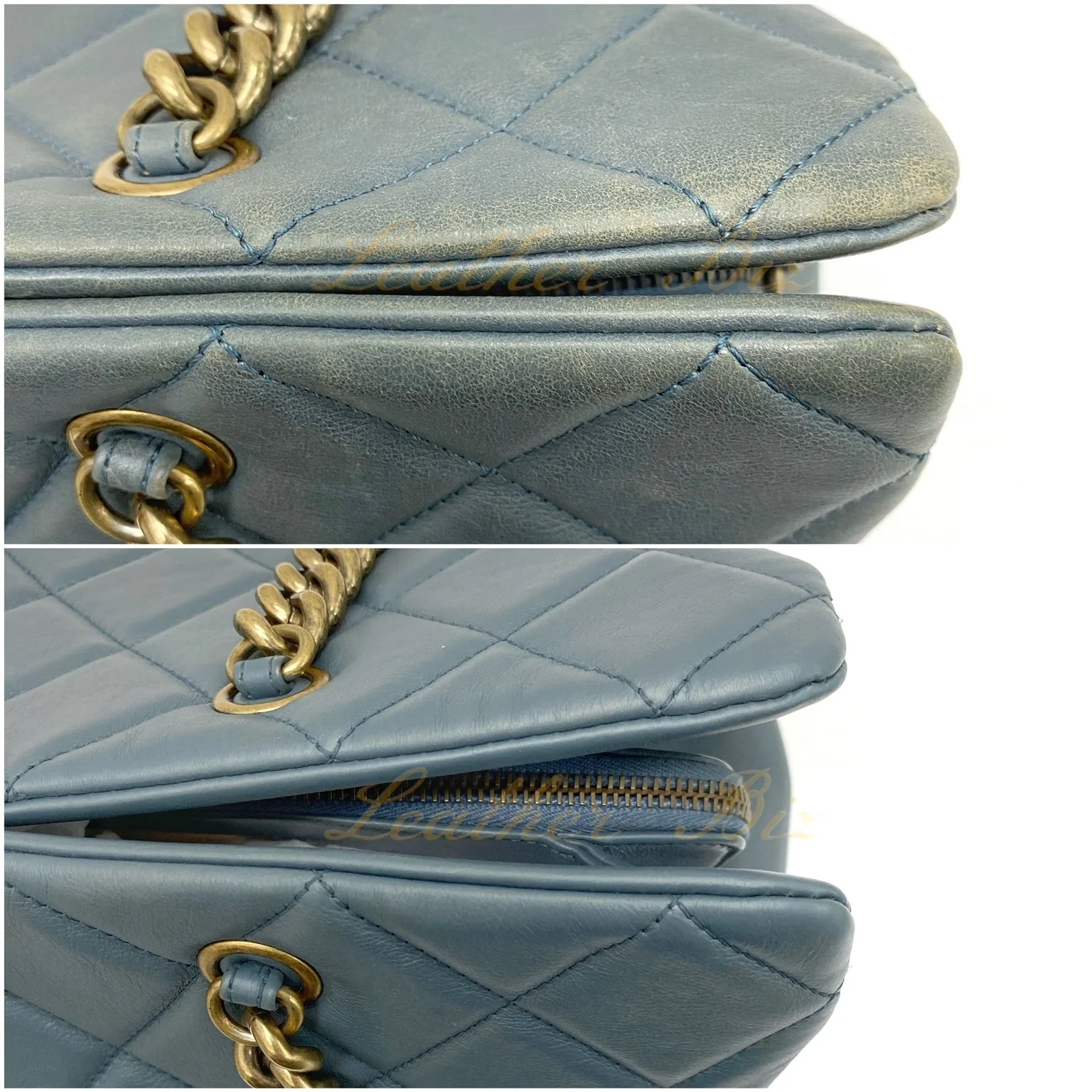 Chanel quilt shoulder tote with discoloration restored at Leather Biz studio in Kuala Lumpur, Malaysia 