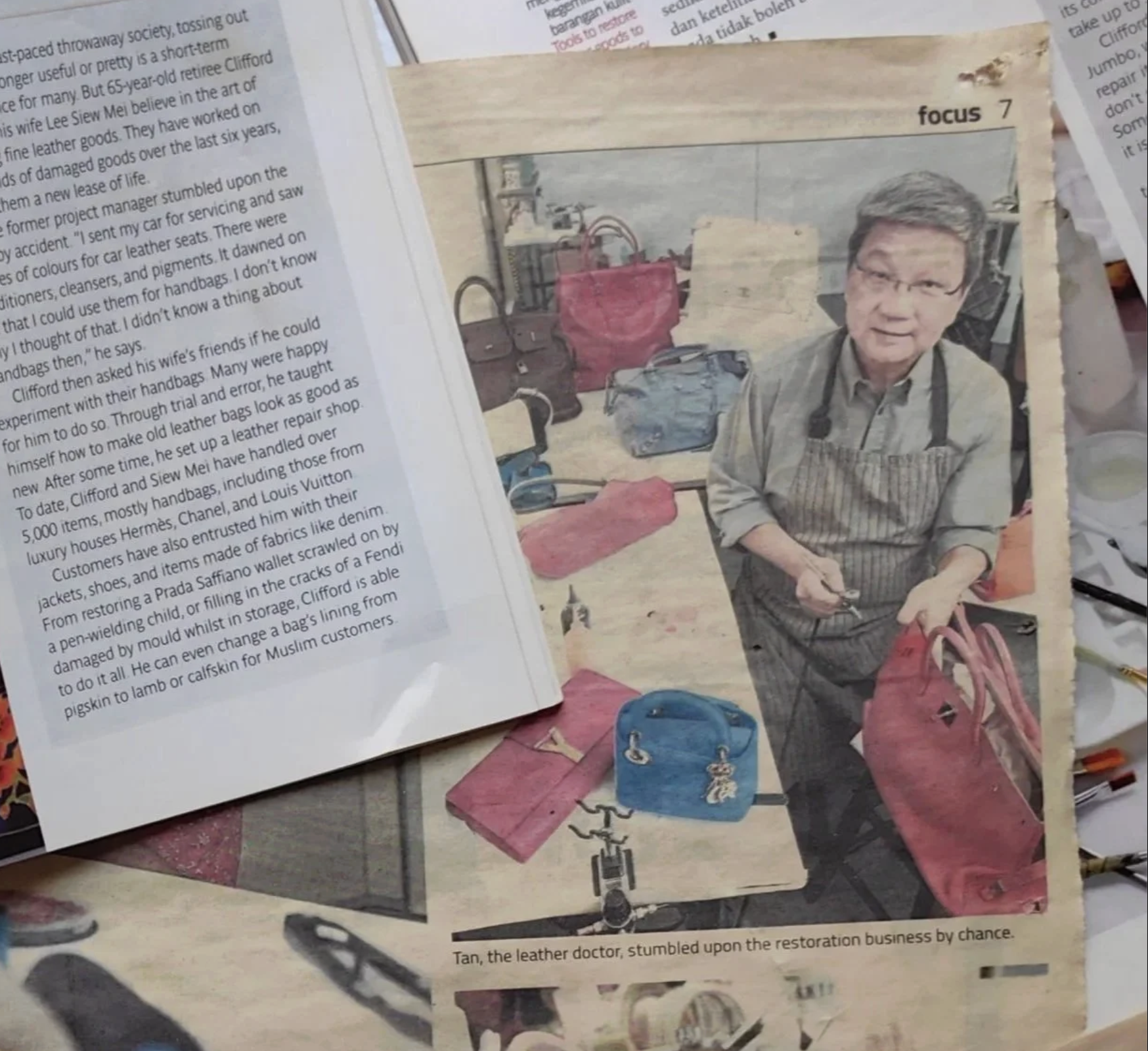 Leather Biz founder & professional restorer, Clifford Tan who started the leather restoration studio in Plaza Damas, Kuala Lumpur
